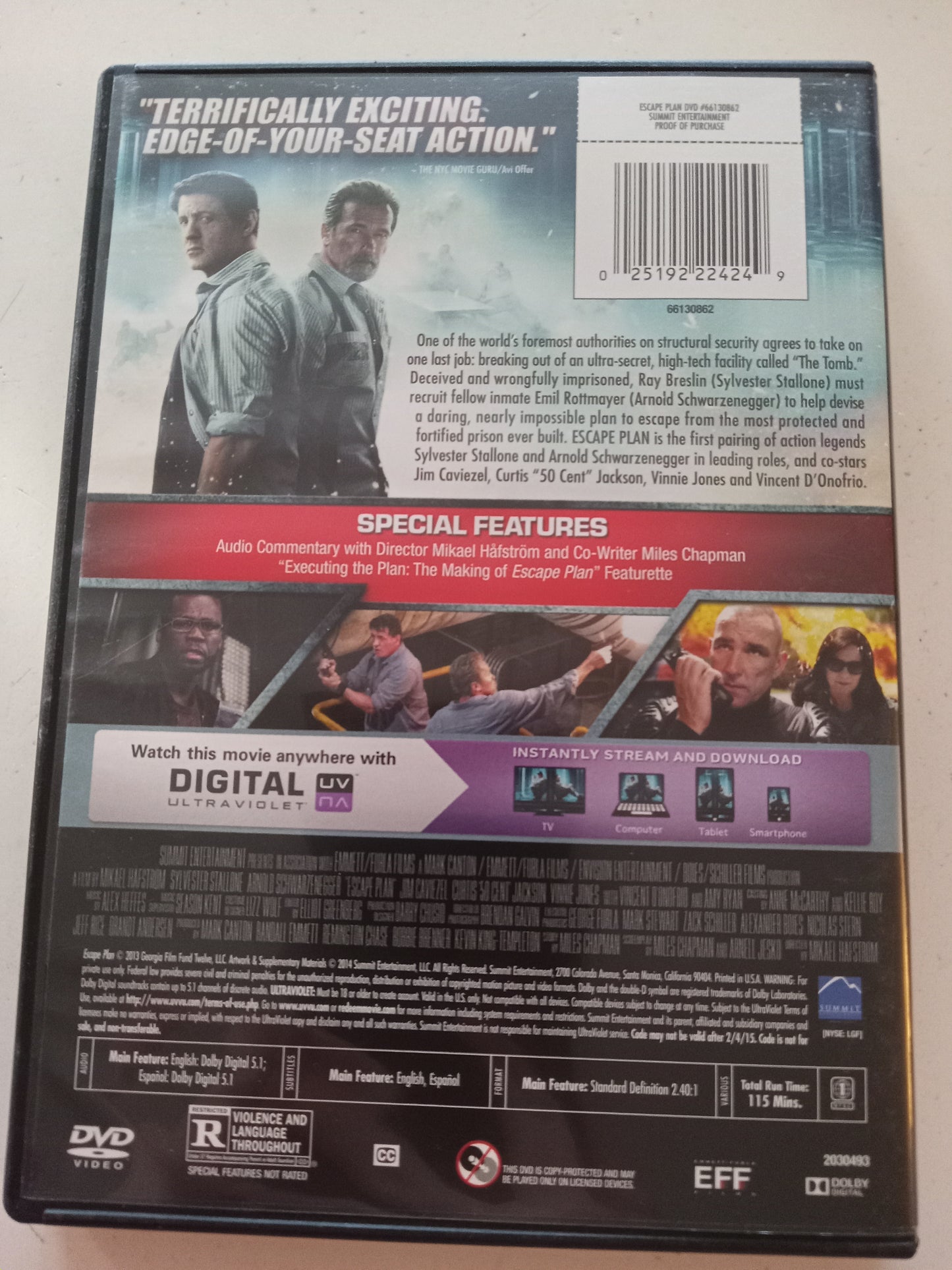 Escape Plan, DVD Movie, Arnold Schwarzenegger Widescreen, Rated R, USED