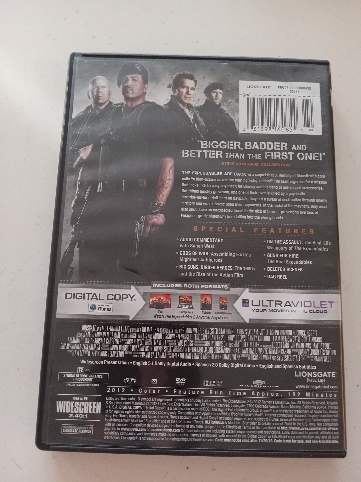Expendables 2, DVD Movie, Sylvester Stallone Widescreen, Rated R, USED