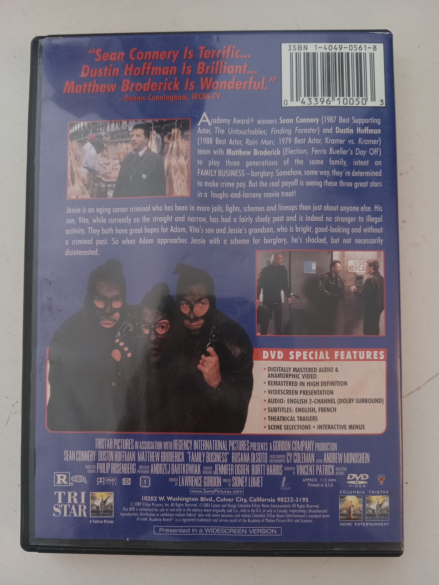 Family Business, DVD Movie, Sean Connery Widescreen, Rated R, USED