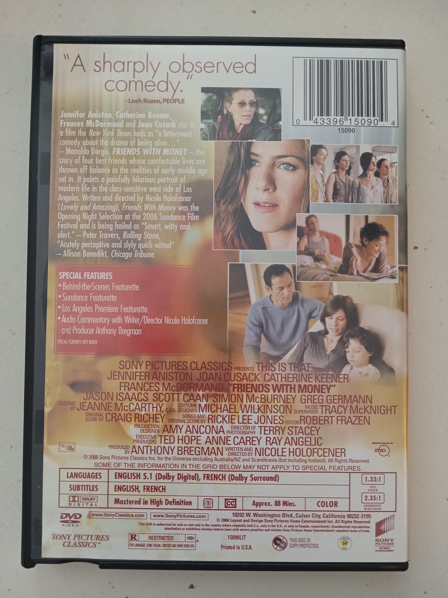 Friends With Money, DVD Movie, Jennifer Aniston Fullscreen, Widescreen, Rated R, USED
