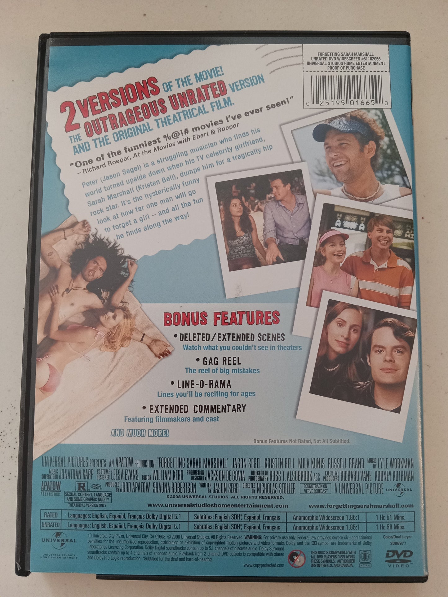 Forgetting Sarah Marshall, DVD Movie, Jason Segel Widescreen, Not Rated, USED