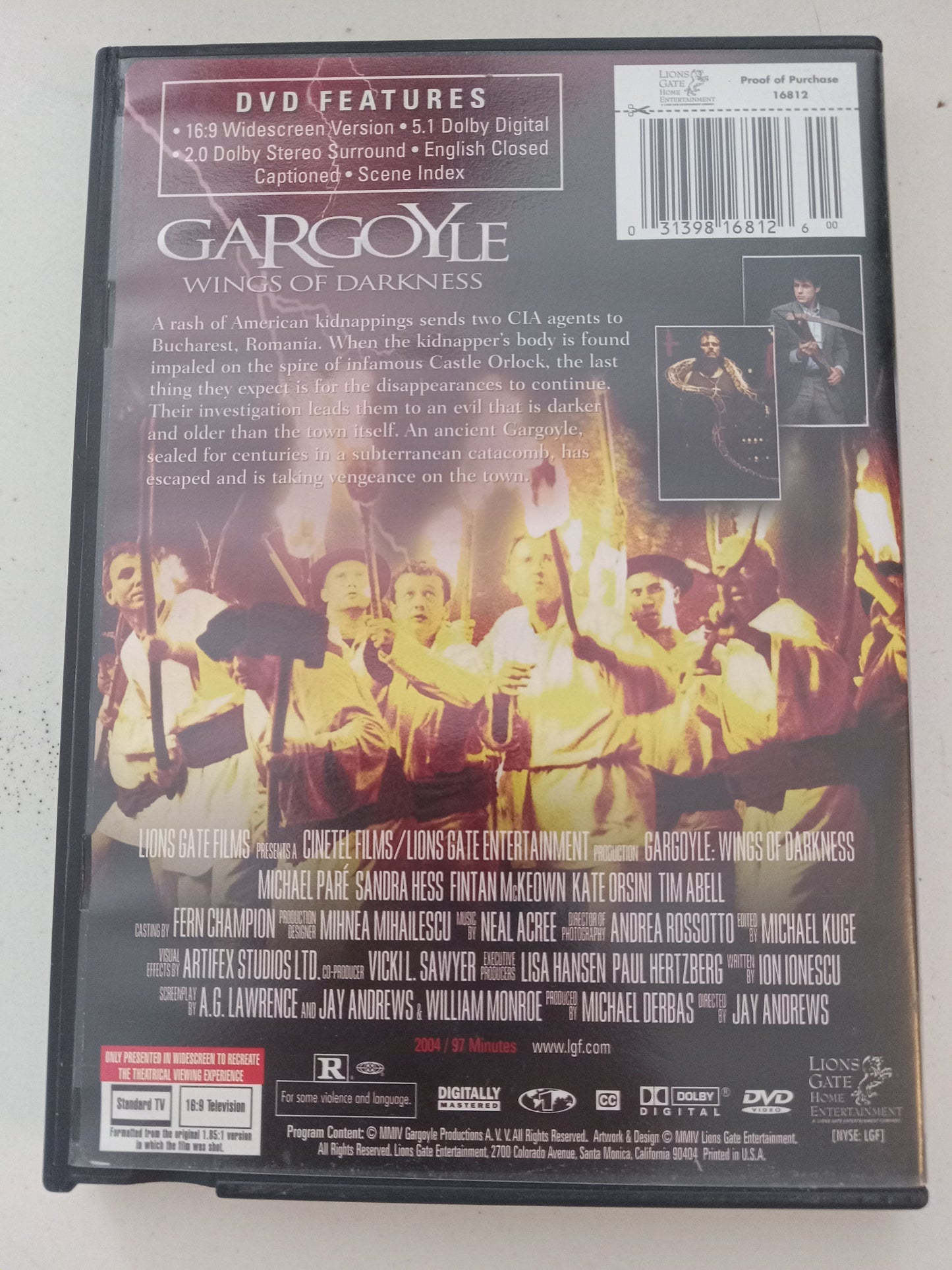 Gargoyle Wings Of Darkness, DVD Movie, Michael Pare Widescreen, Rated R, USED