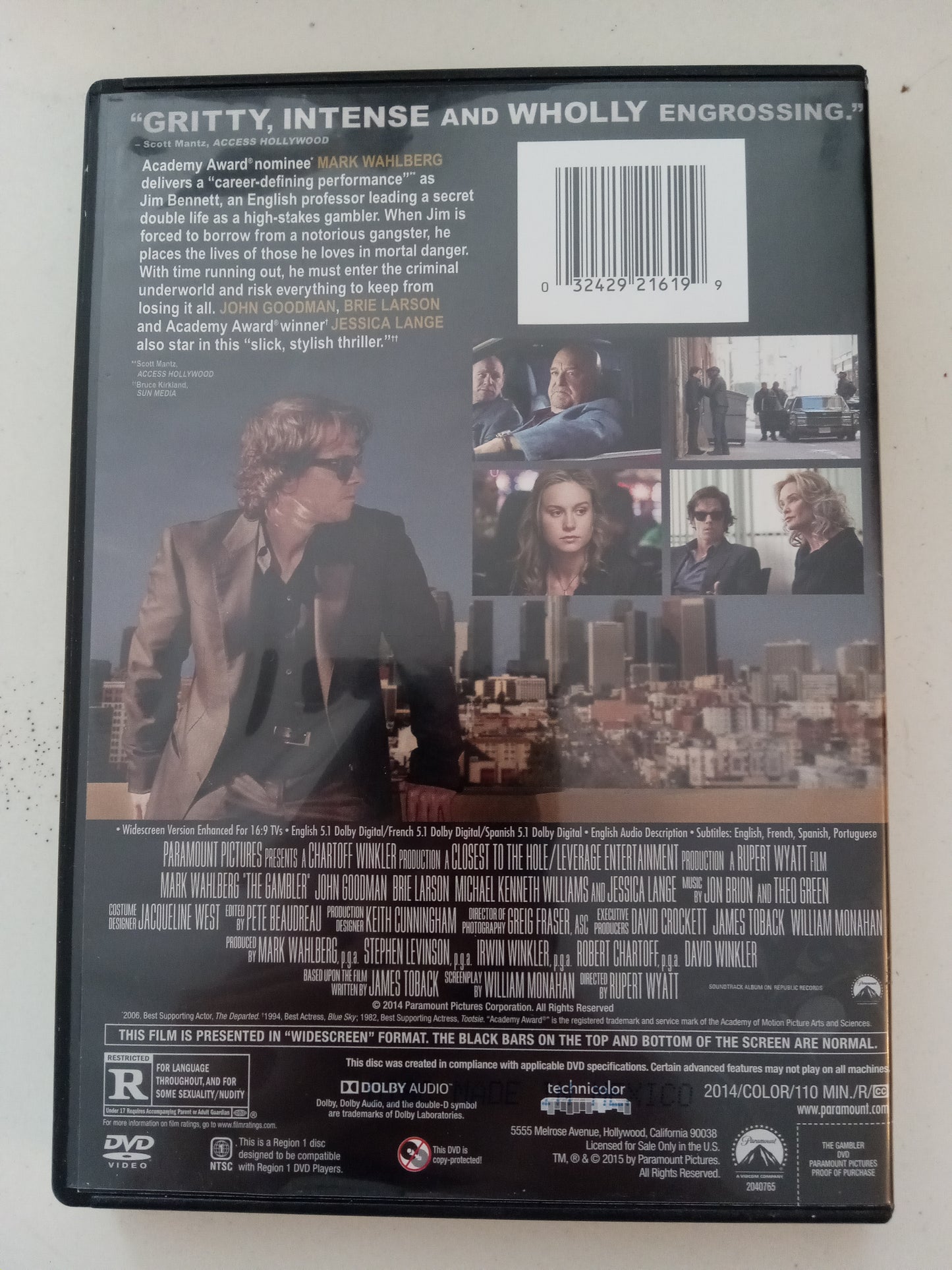 The Gambler, DVD Movie, Mark Wahlberg Widescreen, Rated R, USED