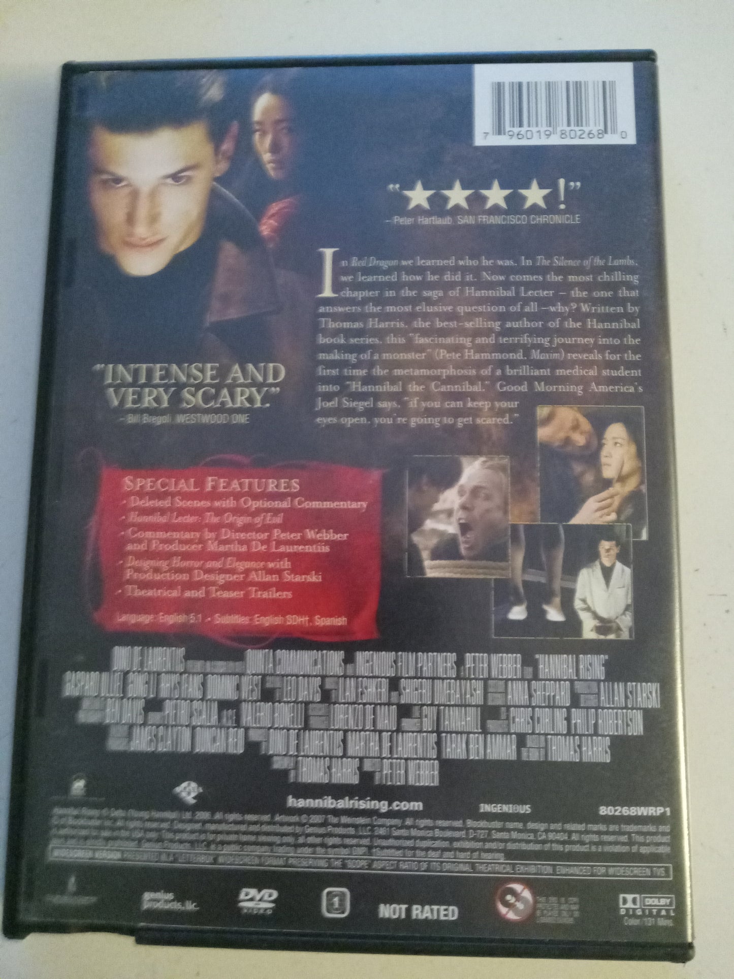 Hannibal Rising, DVD Movie, Gaspard Ulliel Widescreen, Not Rated, USED