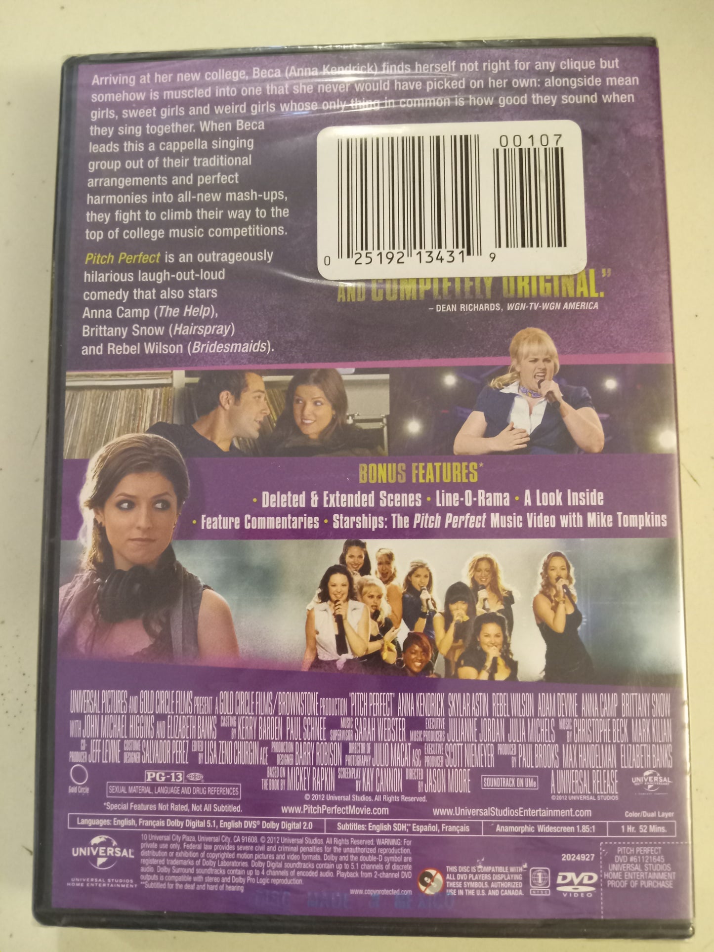 Pitch Perfect 1, DVD Movie, Aca-Awesome Ed. Anna Kendrick Widescreen, Rated PG-13, NEW/USED