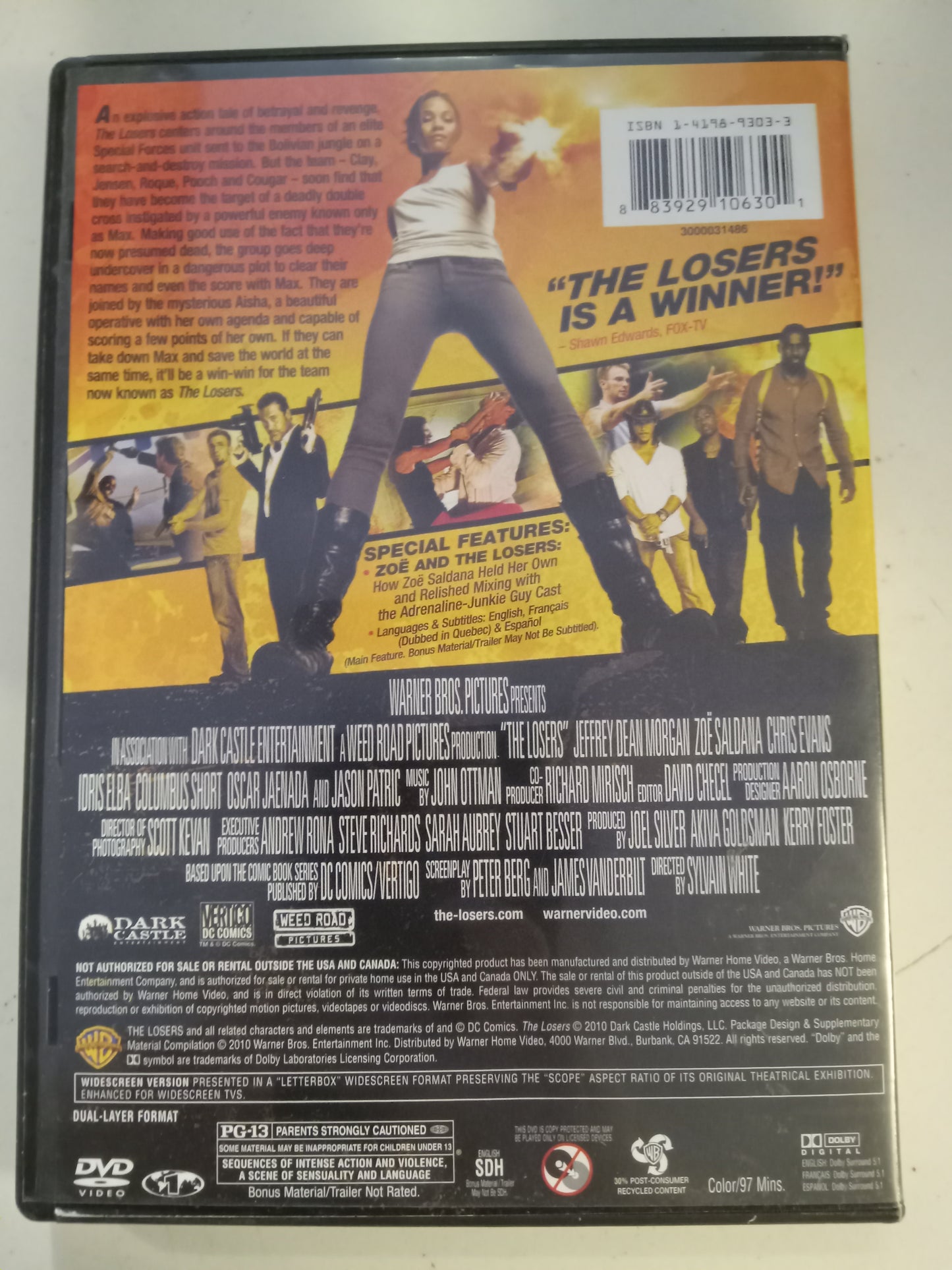 The Losers, DVD Movie, Chris Evans Widescreen, Rated PG-13, USED