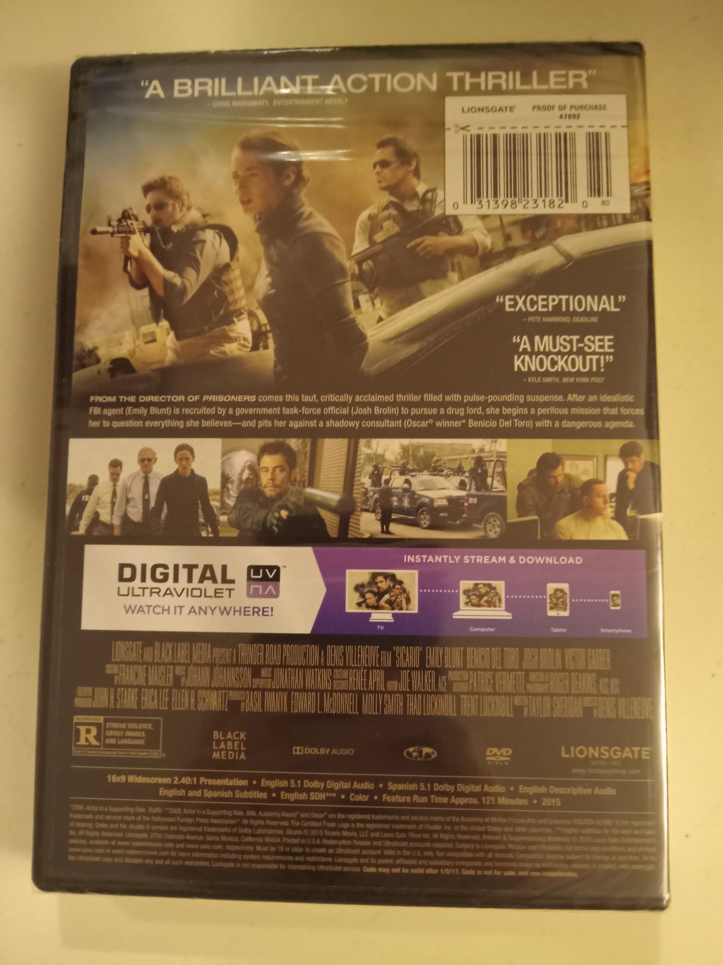 Sicario, DVD Movie, Emily Blunt Widescreen, Rated R, NEW/USED