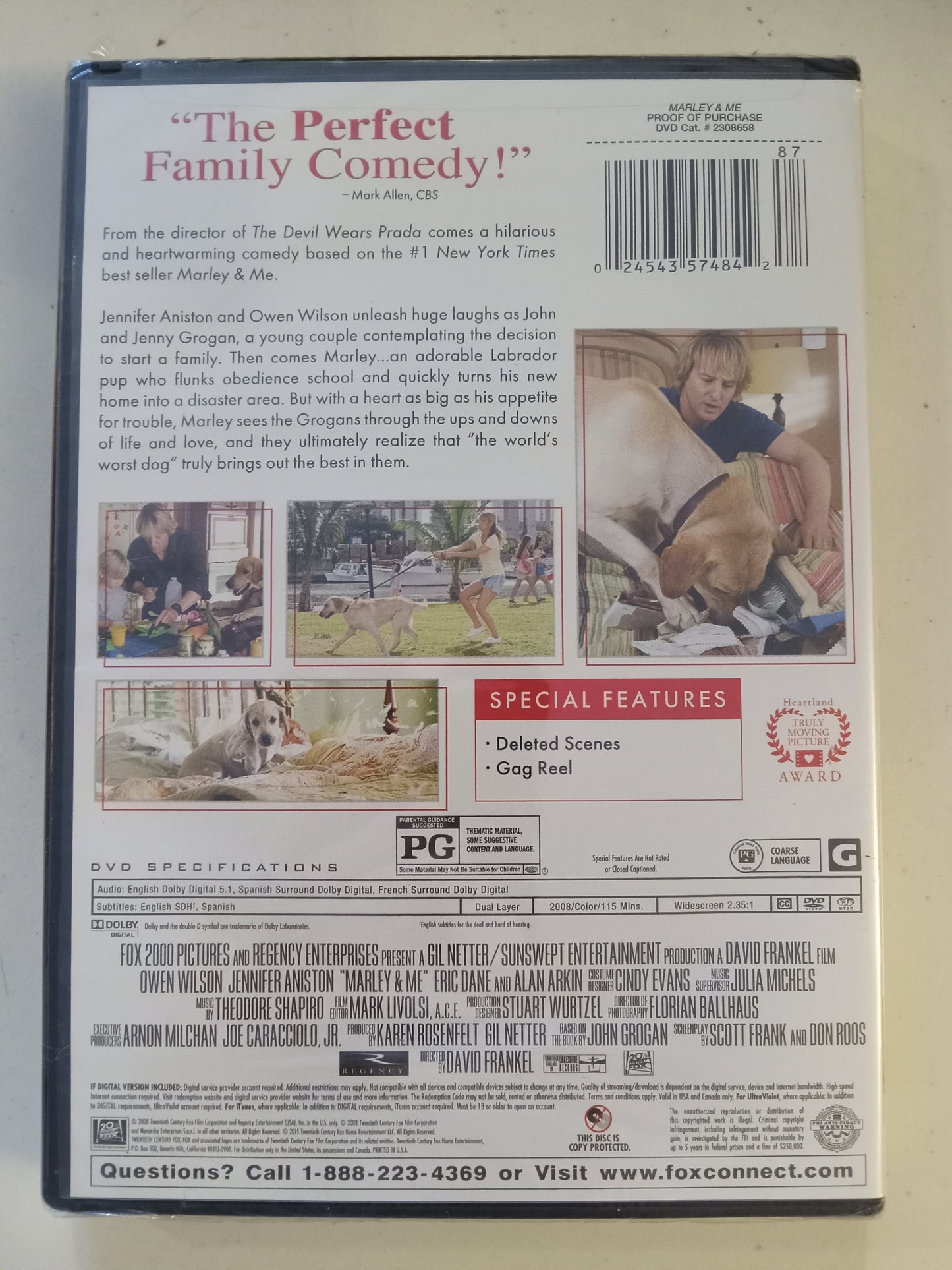 Marley And Me, DVD Movie, Jennifer Aniston Widescreen, Rated PG, NEW/USED