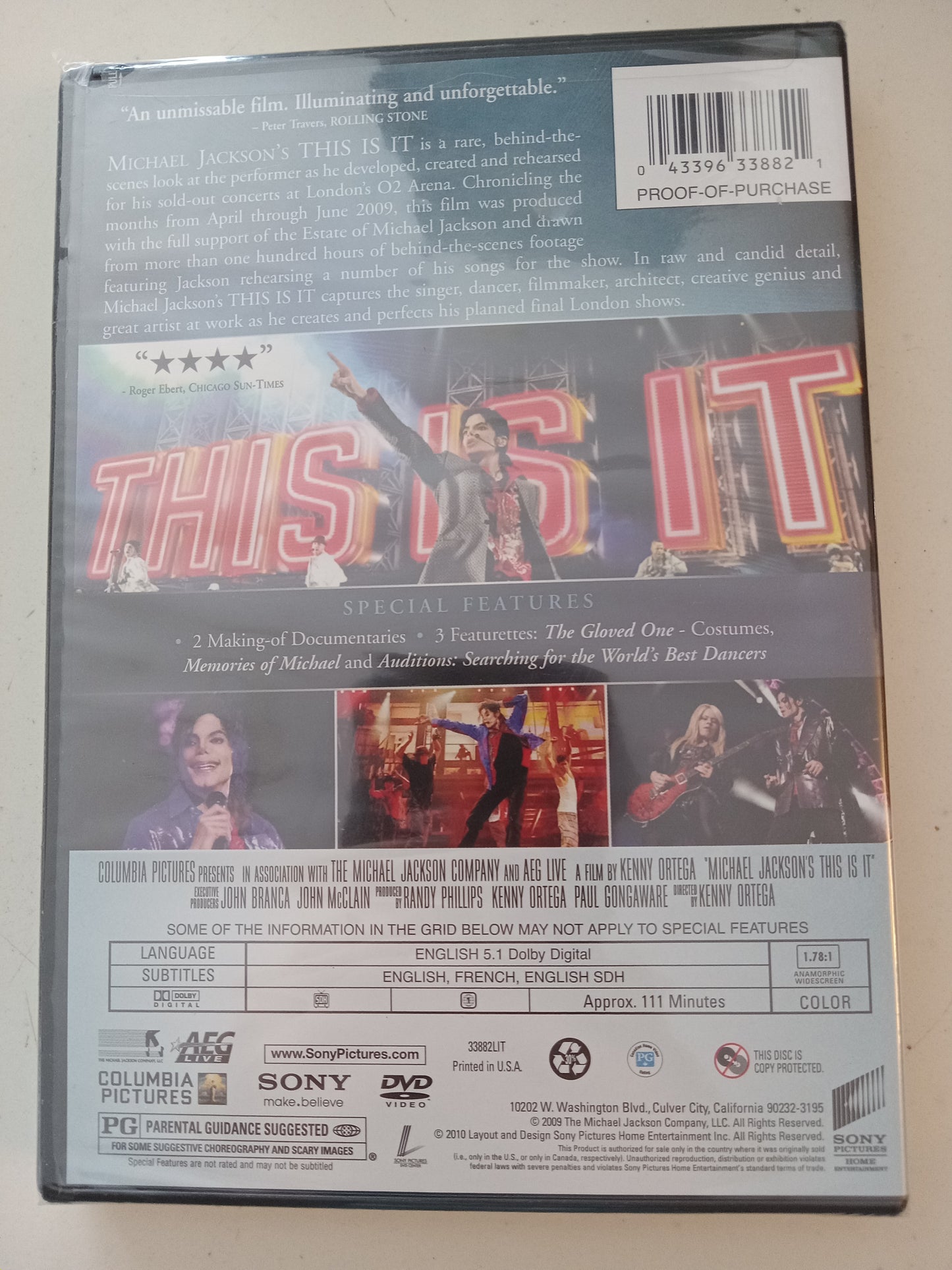 Michael Jackson's This Is It, DVD Movie, Widescreen, Rated PG, NEW/USED