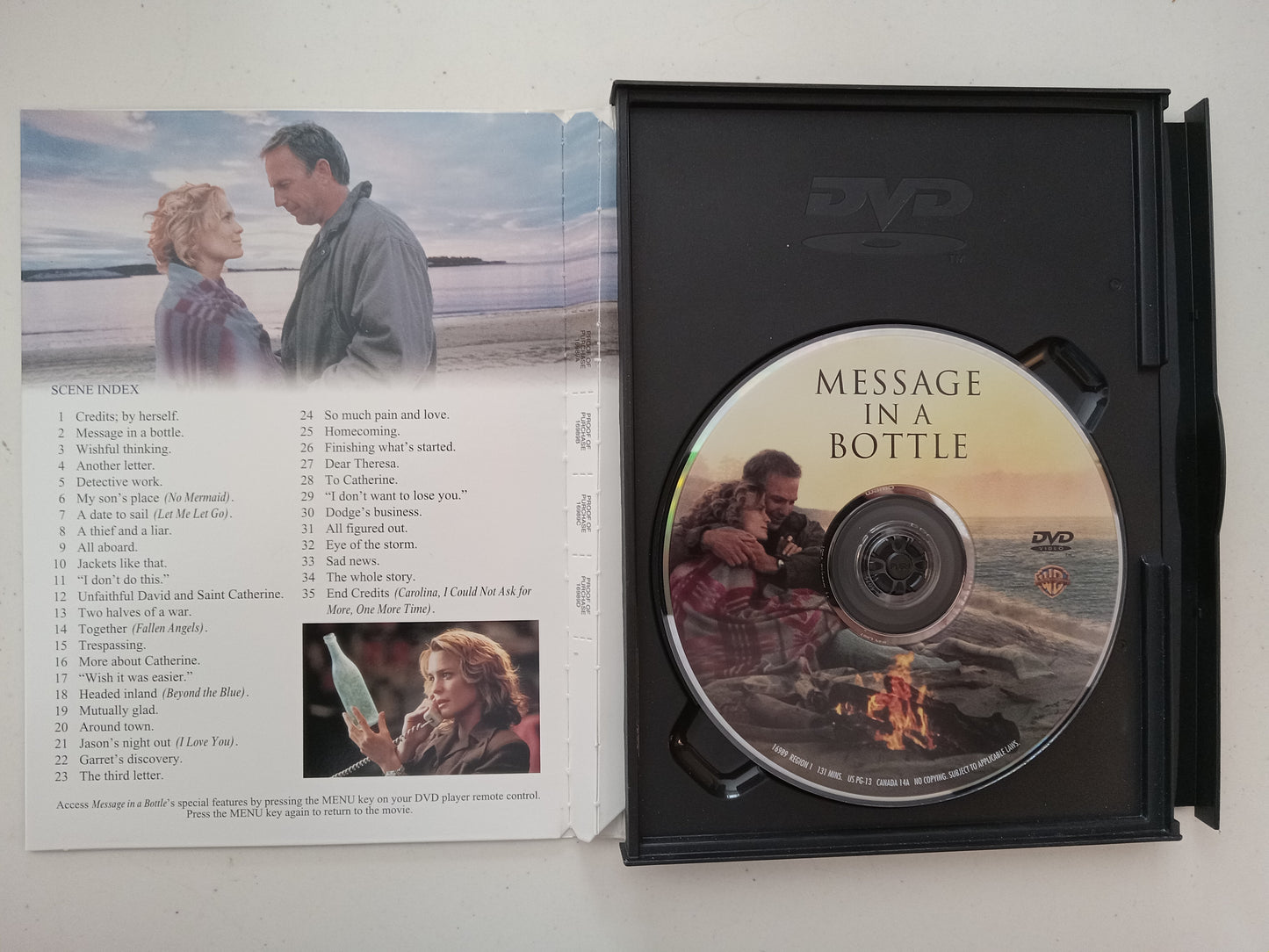Message In A Bottle, DVD Movie, Kevin Costner Widescreen, Rated PG-13, USED