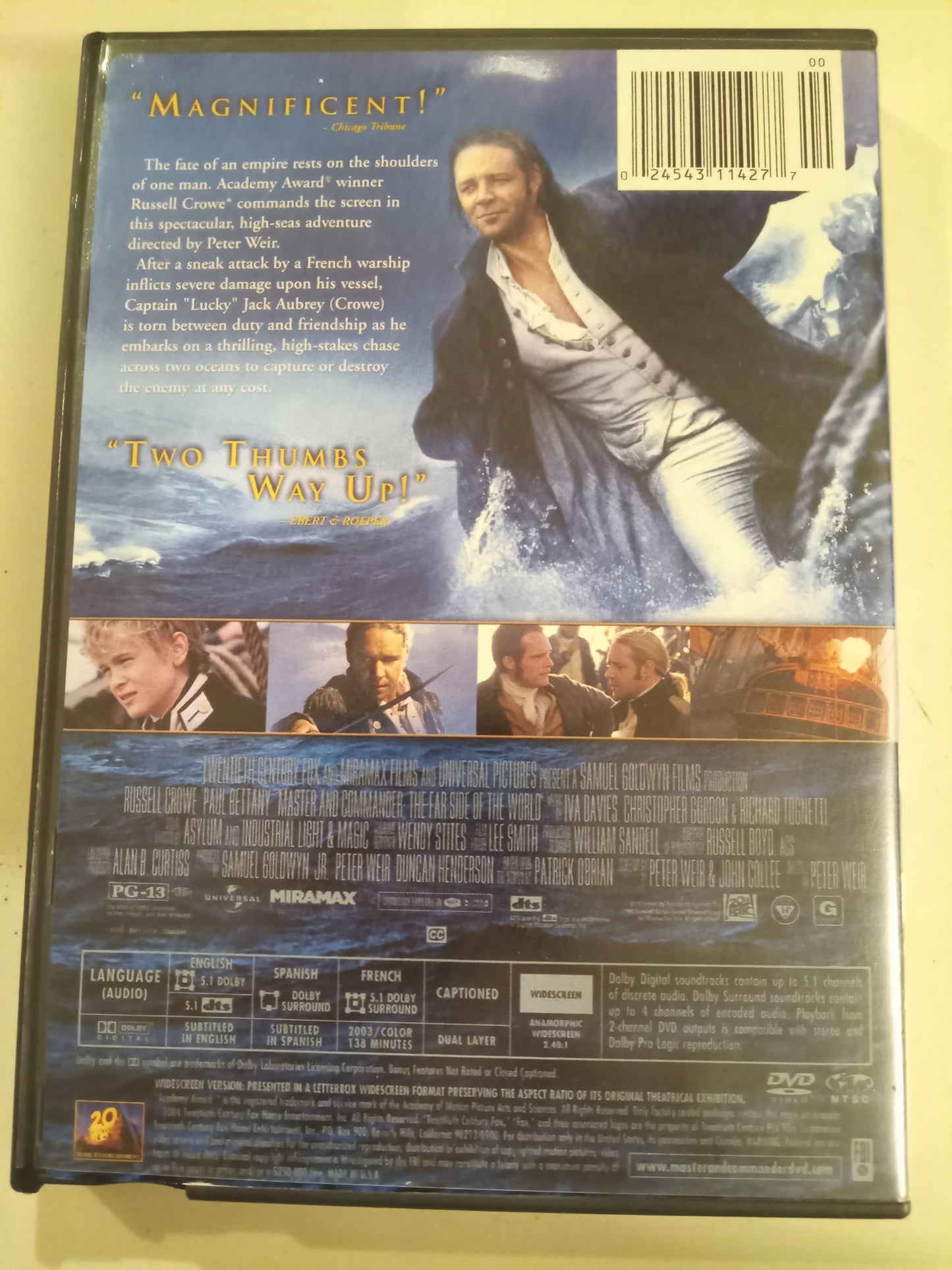 Master And Commander, The Far Side Of The World, DVD Movie, Russell Crowe Fullscreen, Widescreen, Rated PG-13, USED