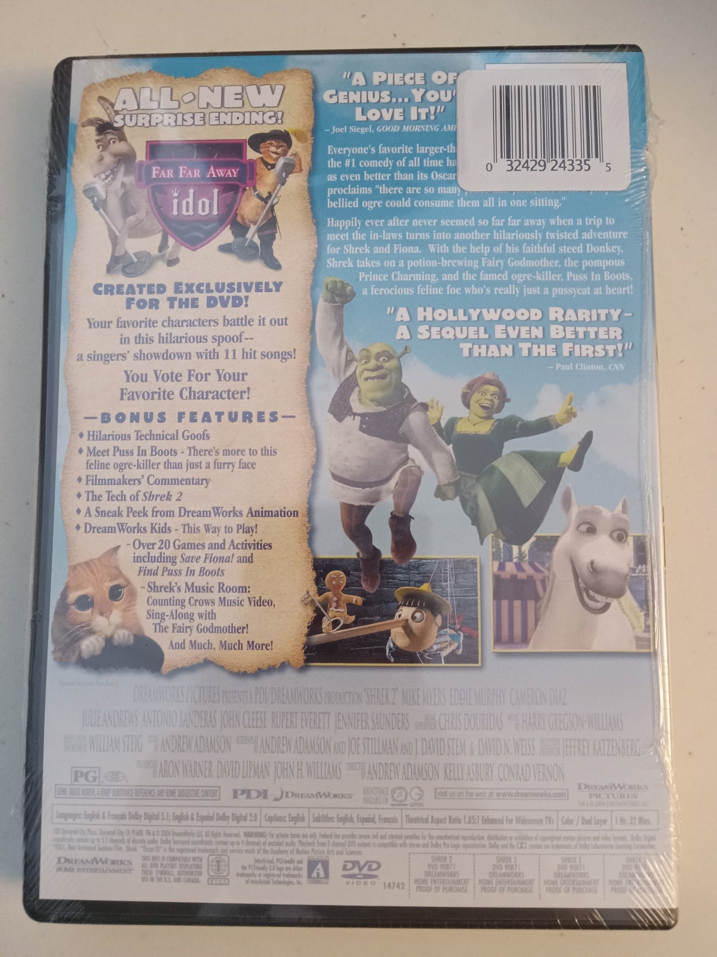 Shrek 2, Dreamworks Animation DVD Movie, Widescreen/Fullscreen, Rated PG, NEW/USED