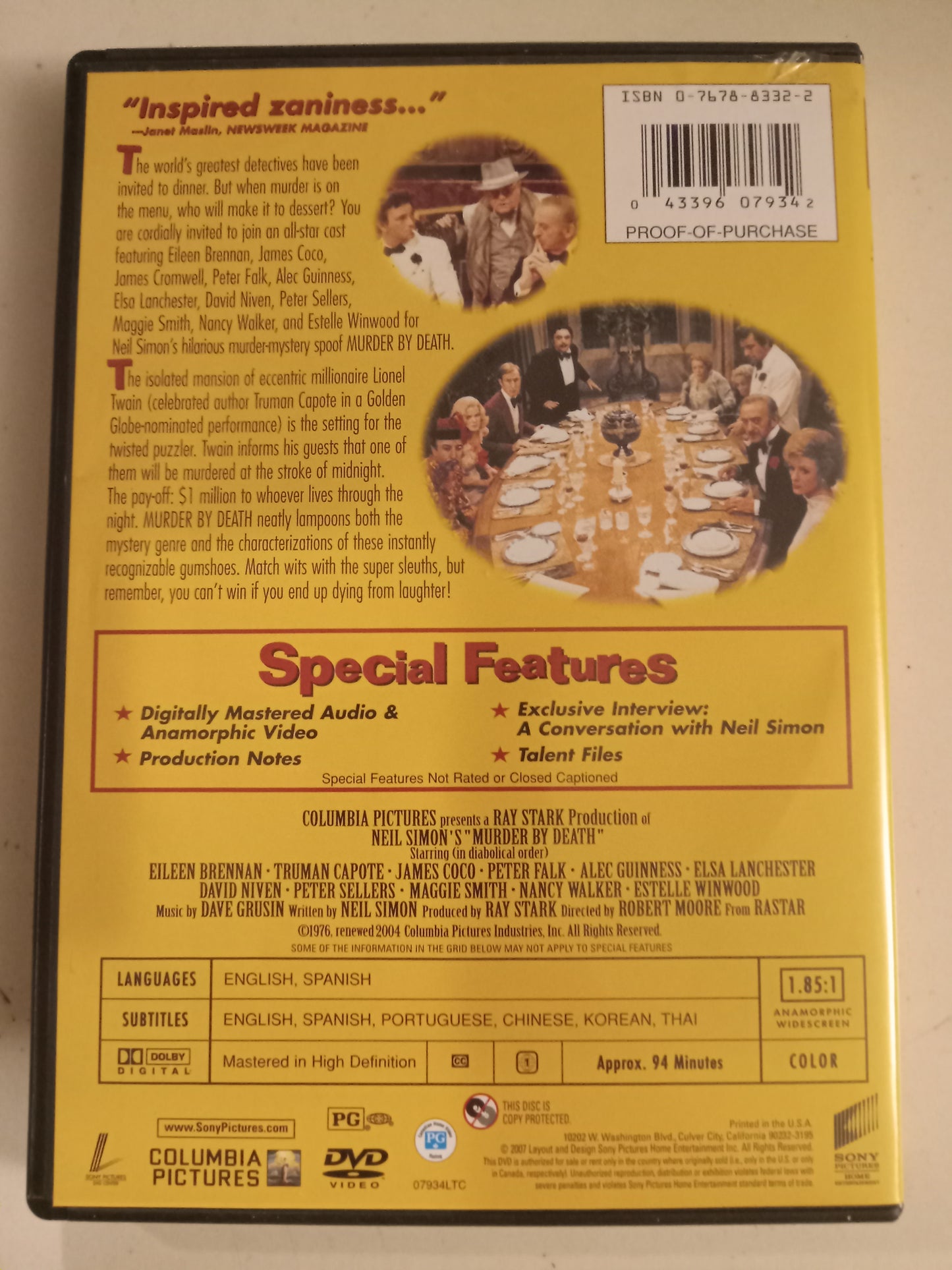 Murder By Death, DVD Movie, Peter Sellers Widescreen, Rated PG, USED
