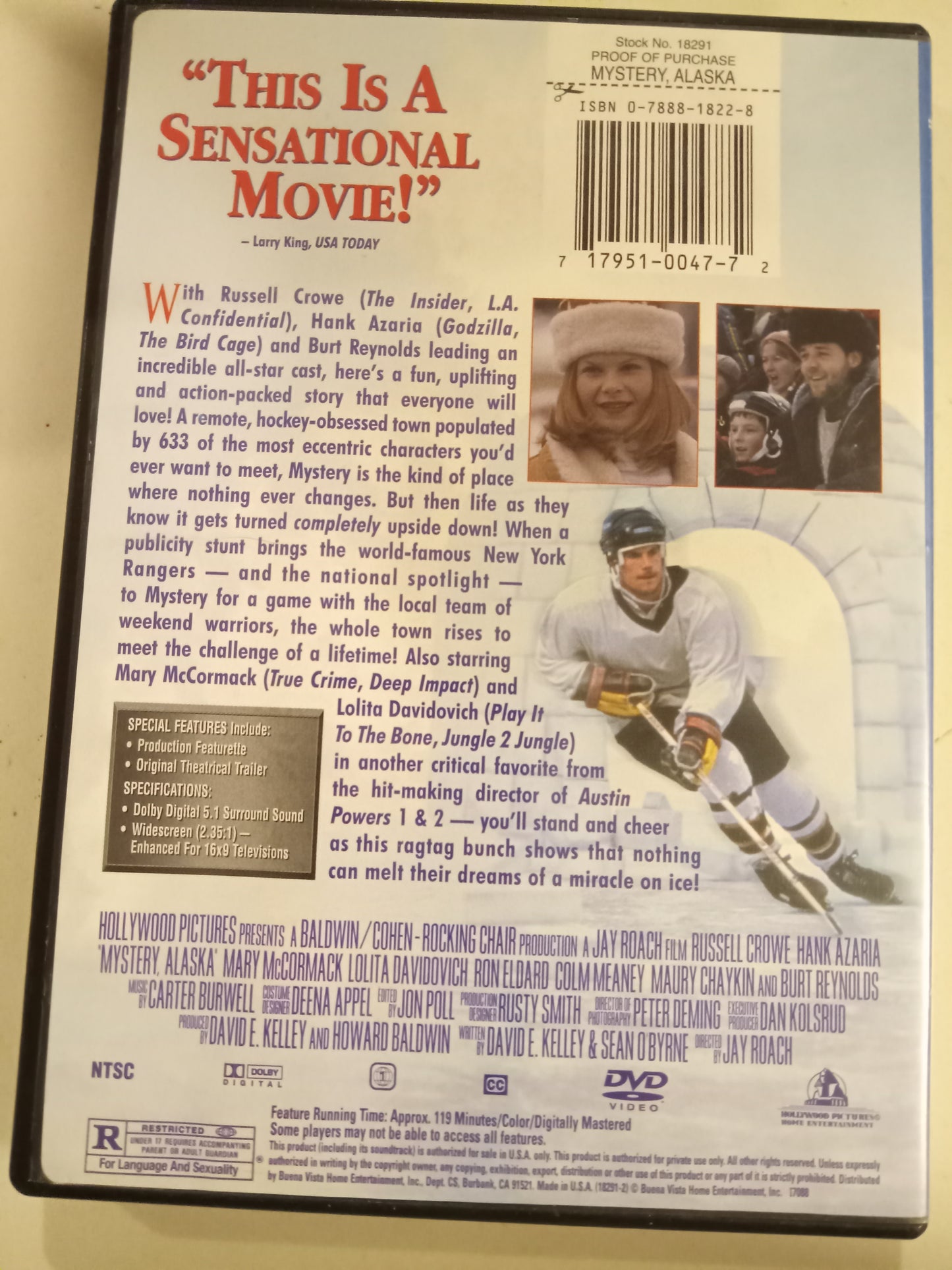 Mystery, Alaska, DVD Movie, Russell Crowe Widescreen, Rated R, USED
