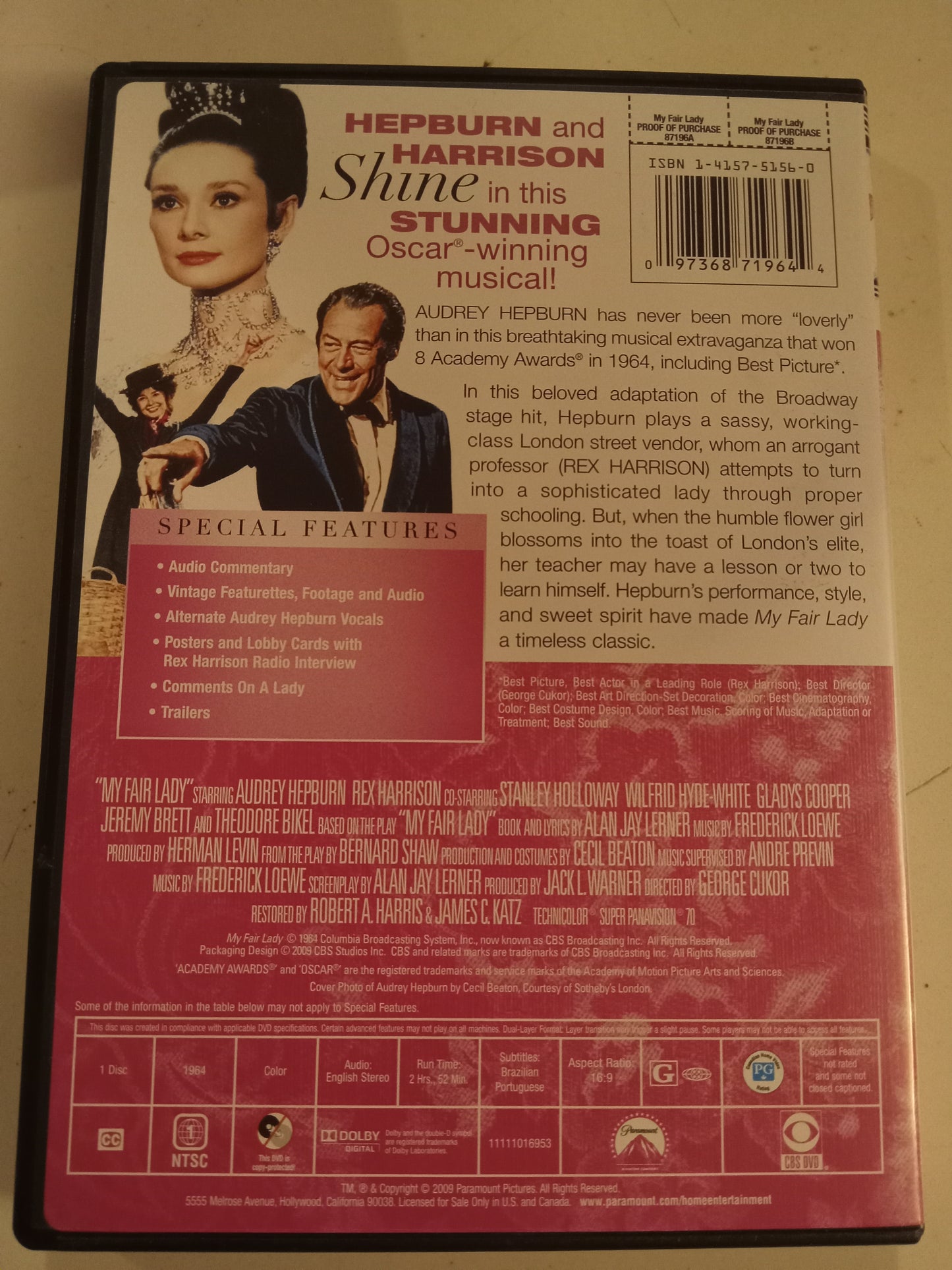 My Fair Lady, DVD Movie, Audrey Hepburn Widescreen, Rated G, USED