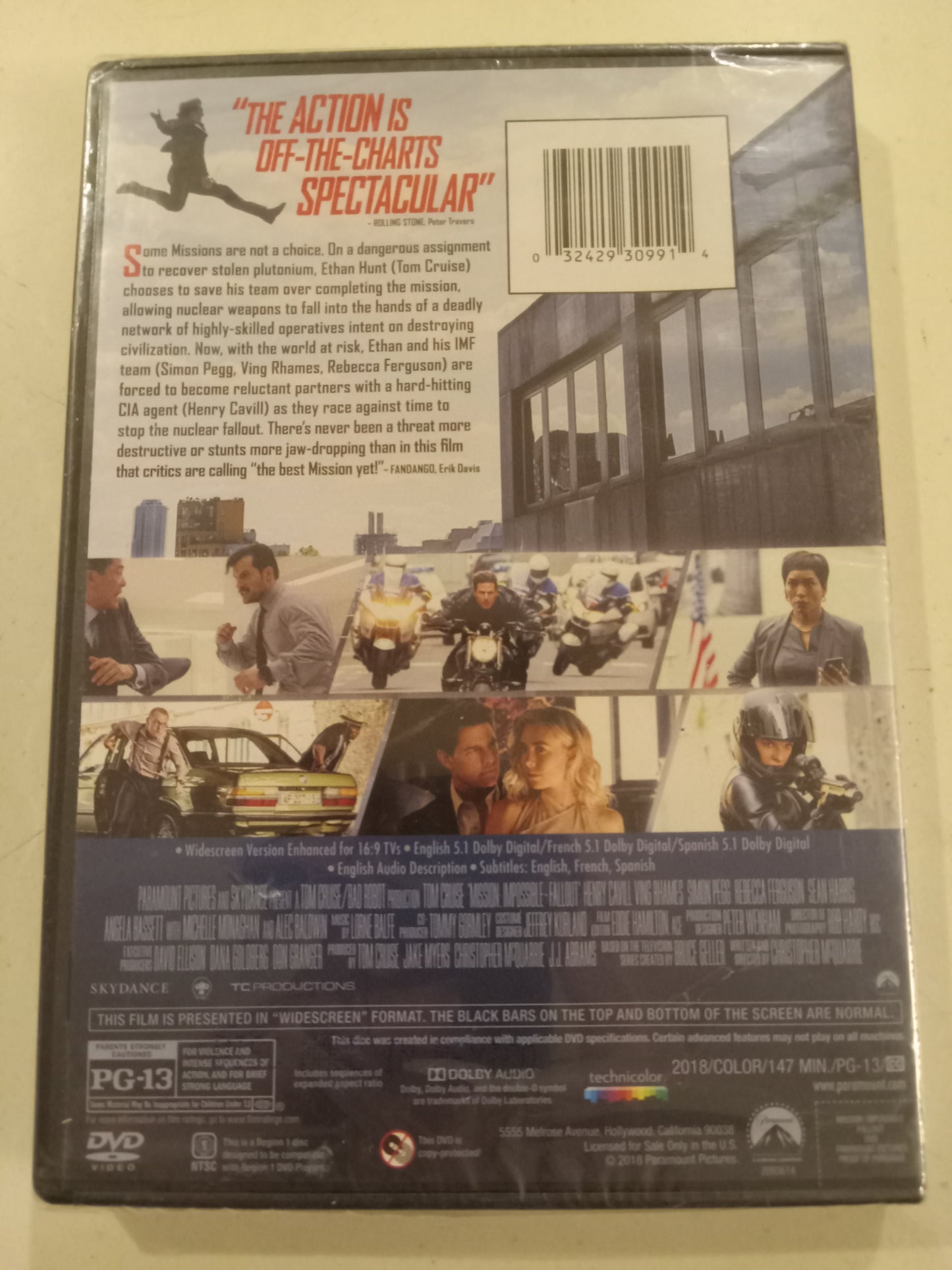 Mission Impossible Fallout, DVD Movie, Tom Cruise Widescreen, Rated PG-13, NEW