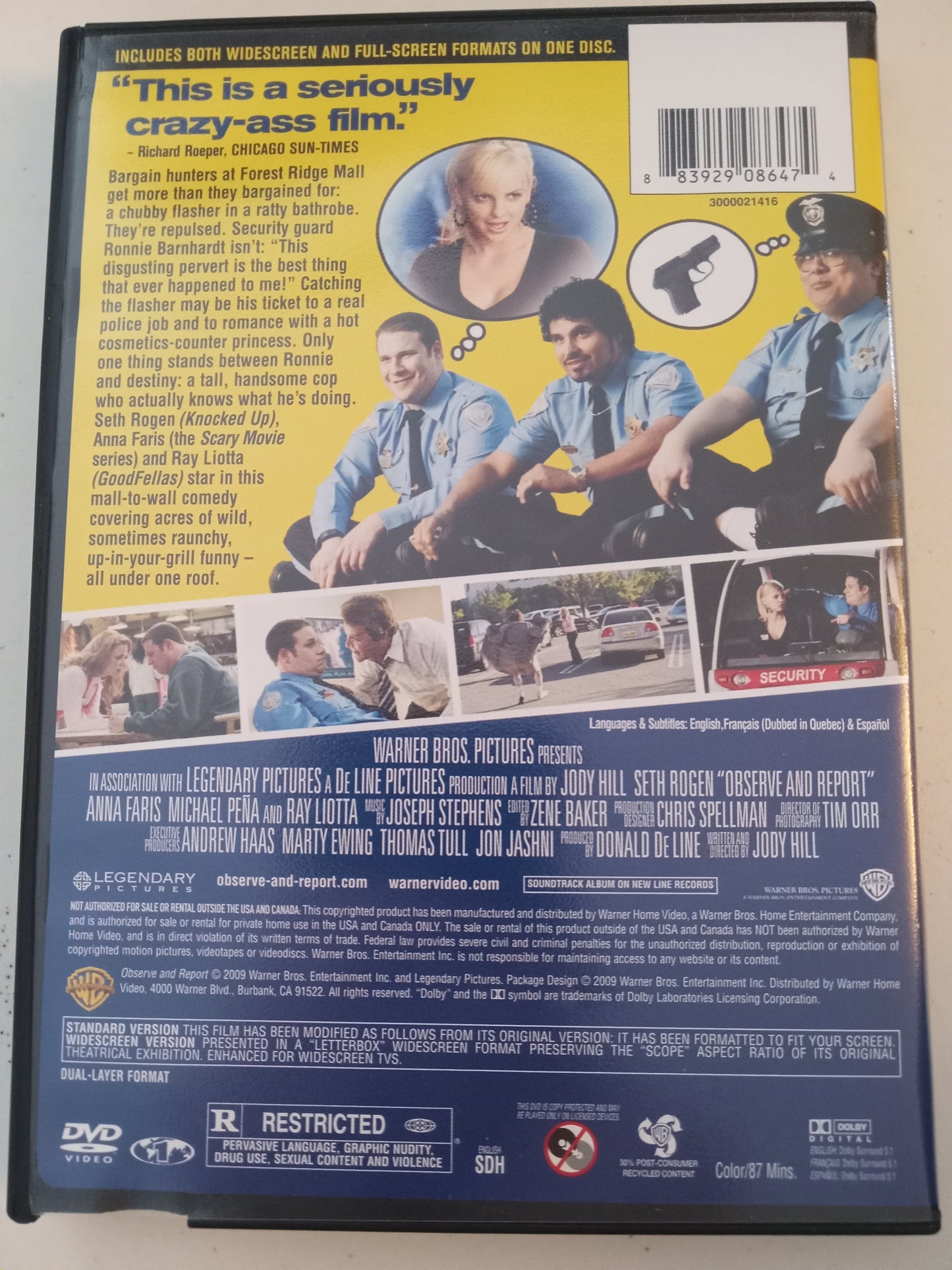 Observe And Report, DVD Movie, Seth Rogen Widescreen, Rated R, USED