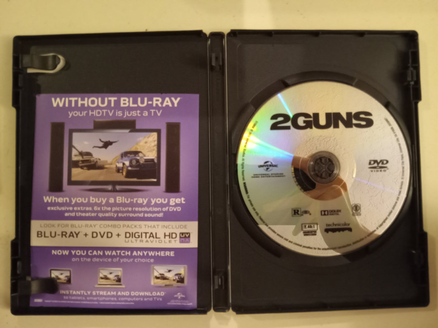 2Guns, 2 Two Guns, DVD Movie, Denzel Washington Widescreen, Rated R, NEW/USED
