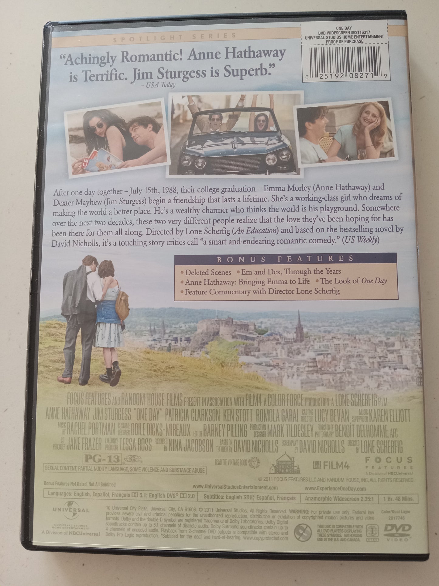 One Day, DVD Movie, Anne Hathaway Widescreen, Rated PG-13, USED