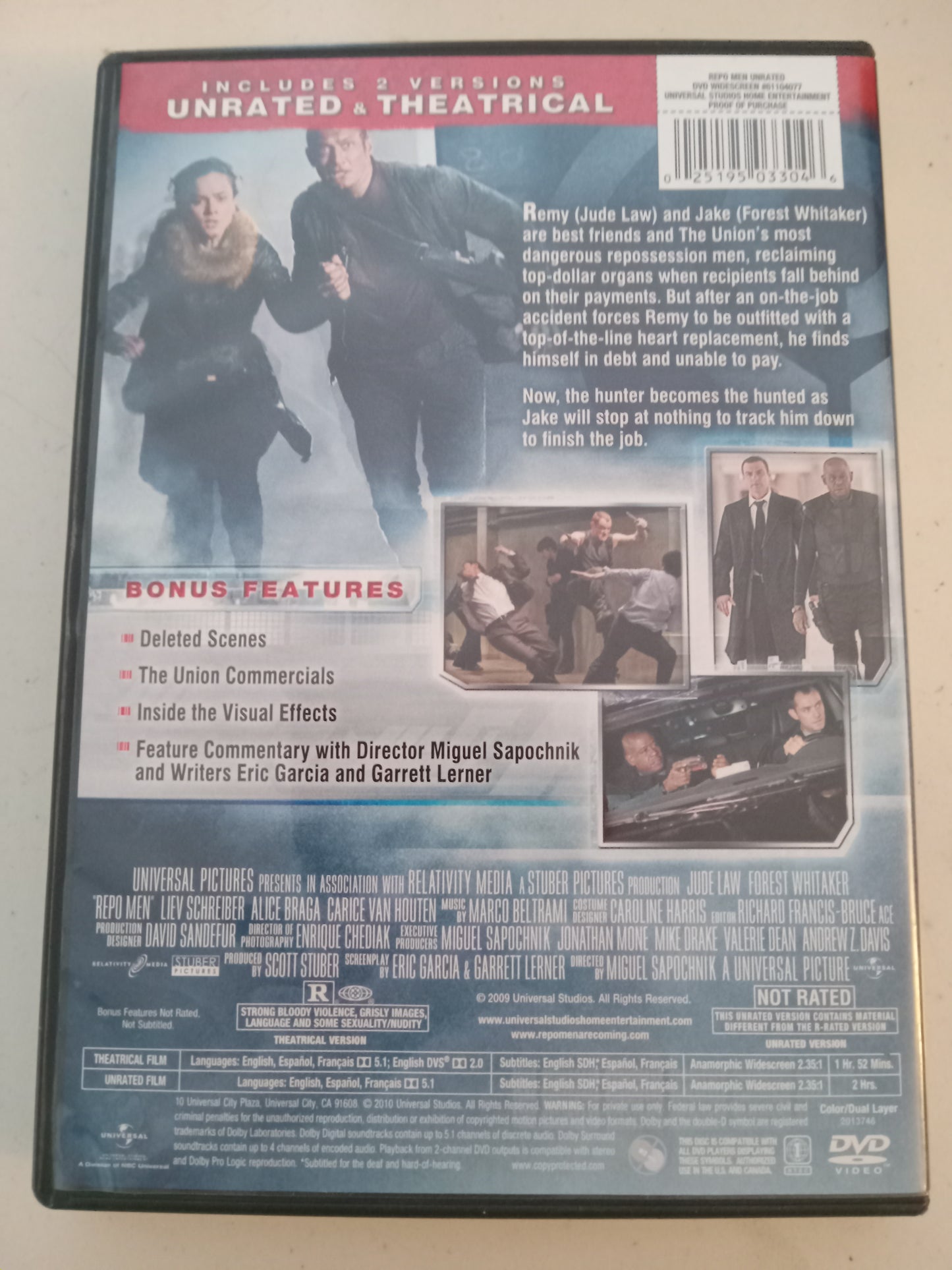 Repo Men, DVD Movie, Jude Law Widescreen, Rated R/Not-Rated, LIKE NEW/USED