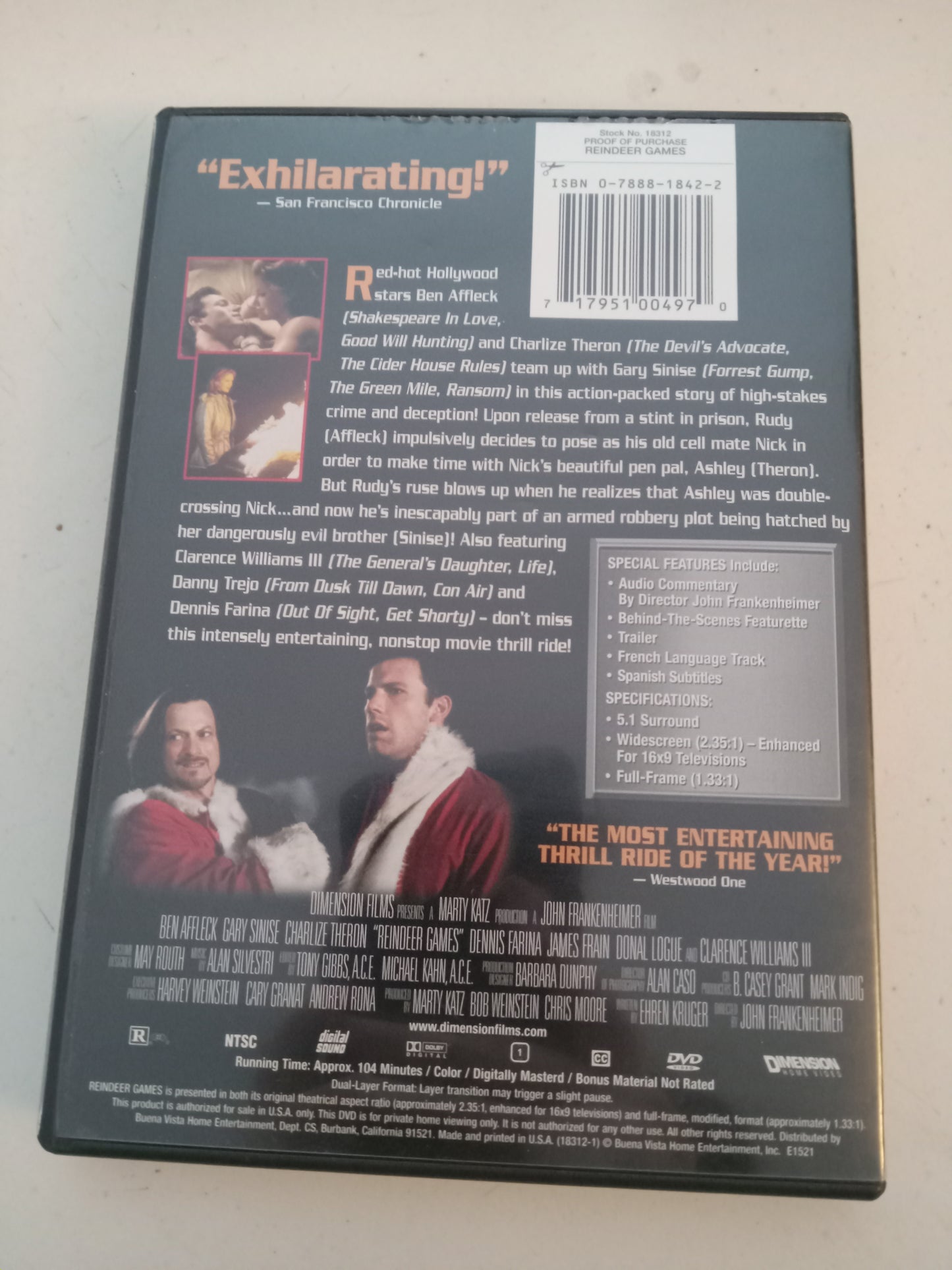 Reindeer Games, DVD Movie, Ben Affleck Widescreen, Rated R, USED
