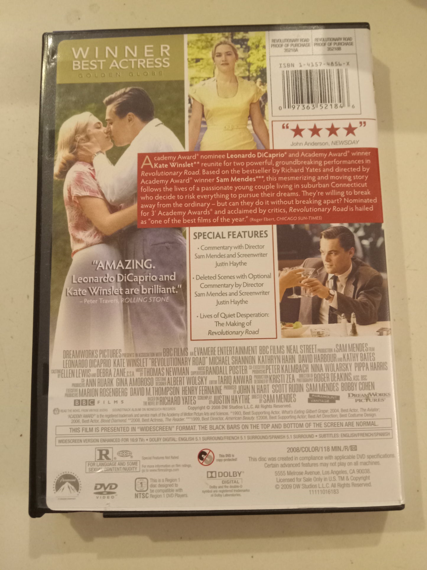Revolutionary Road, DVD Movie, Leonardo DiCaprio Widescreen, Rated R, USED