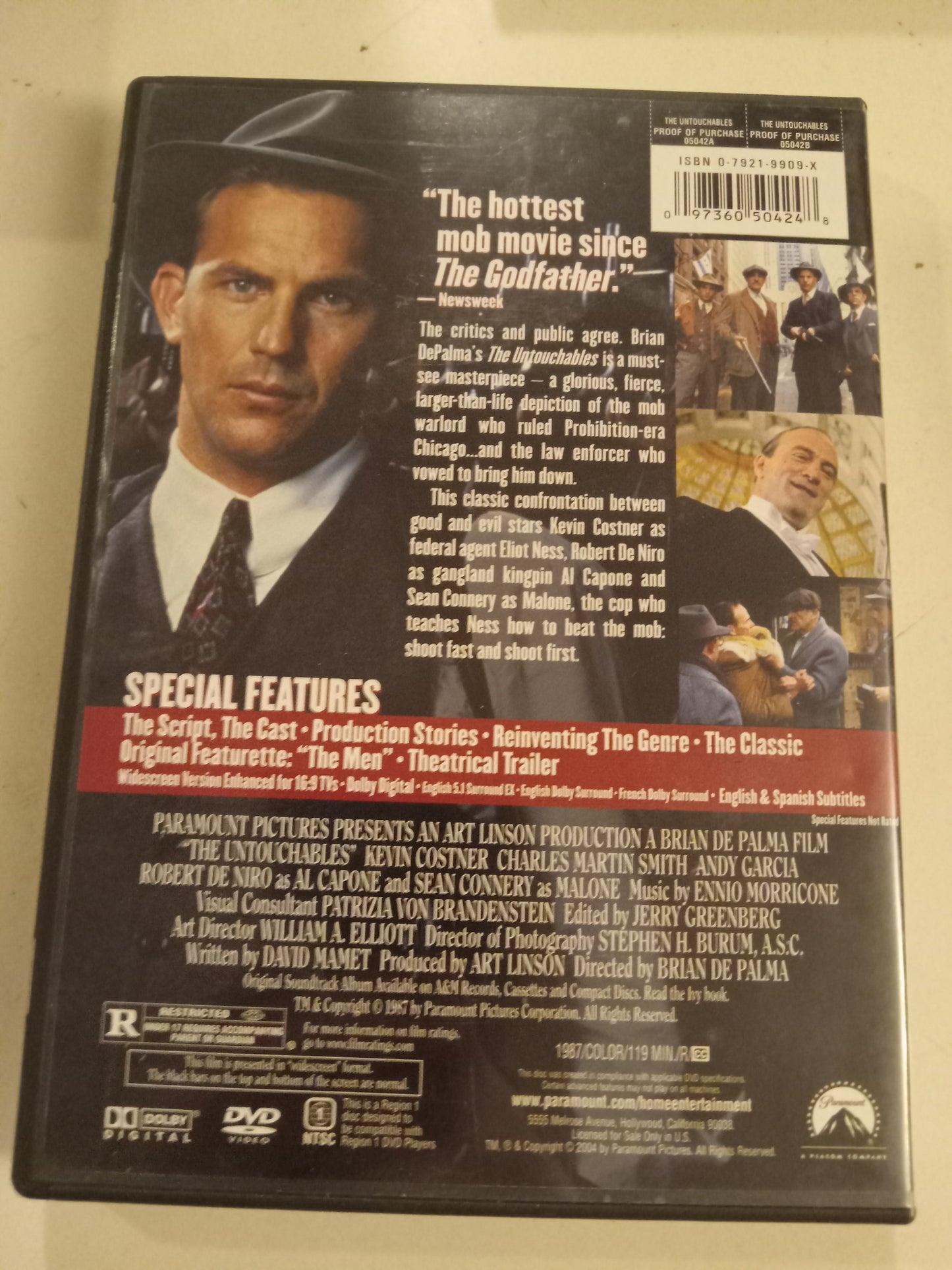 The Untouchables, Special Collector's Ed. DVD Movie, Kevin Costner Widescreen, Rated R, NEW/USED