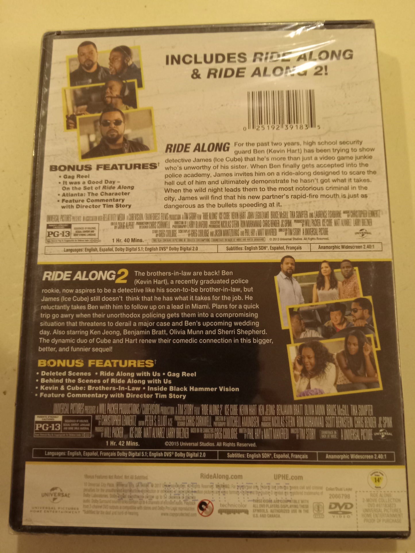 Ride Along 1 & 2 Movie Collection, 2 DVD Movies, Ice Cube Widescreen, Rated PG-13, NEW