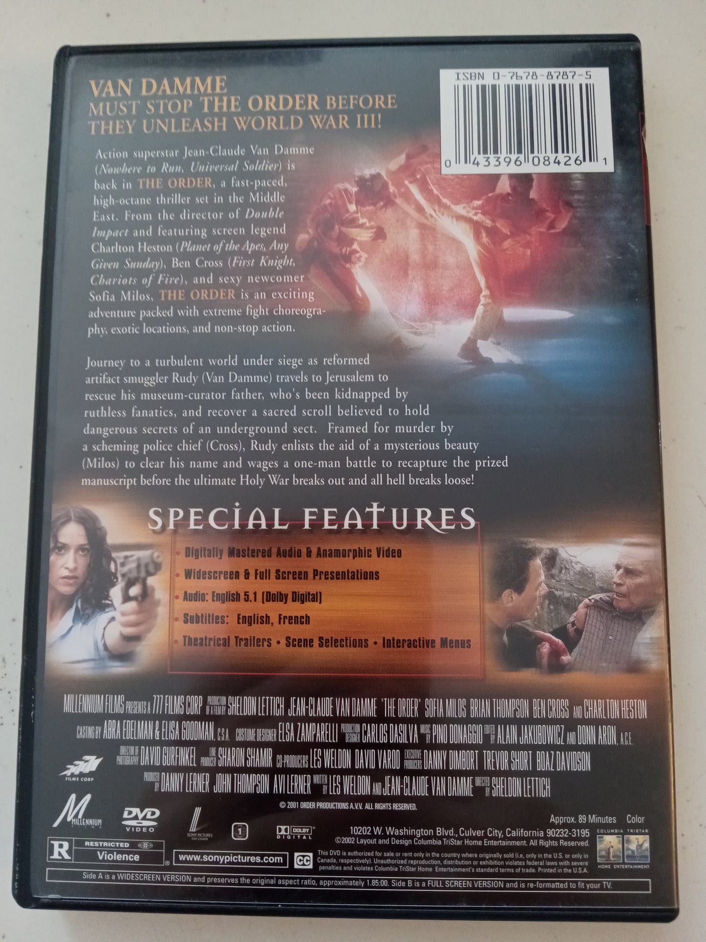 The Order, DVD Movie, Van Damme Fullscreen/Widescreen, Rated R, USED