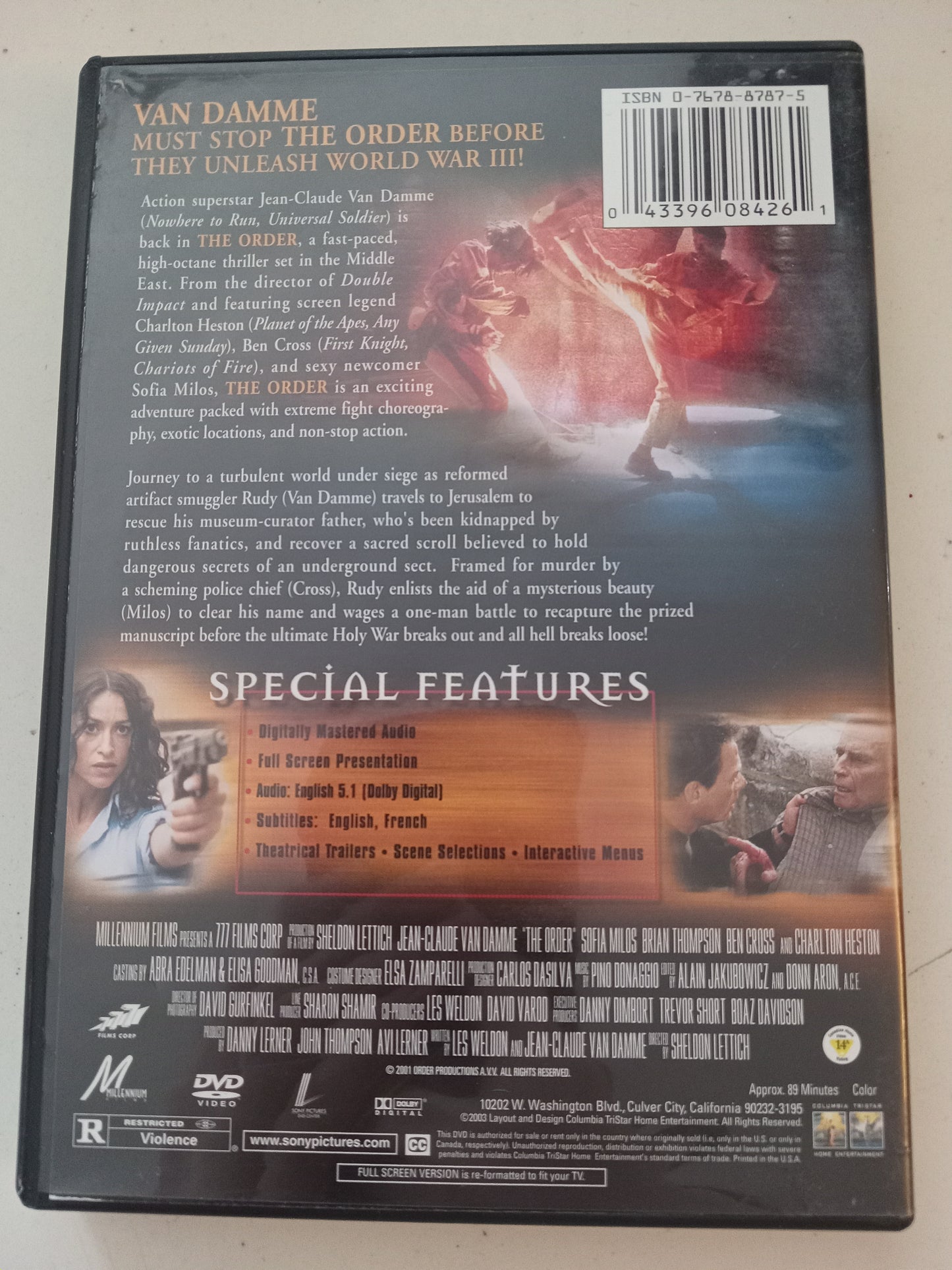 The Order, DVD Movie, Van Damme Fullscreen/Widescreen, Rated R, USED