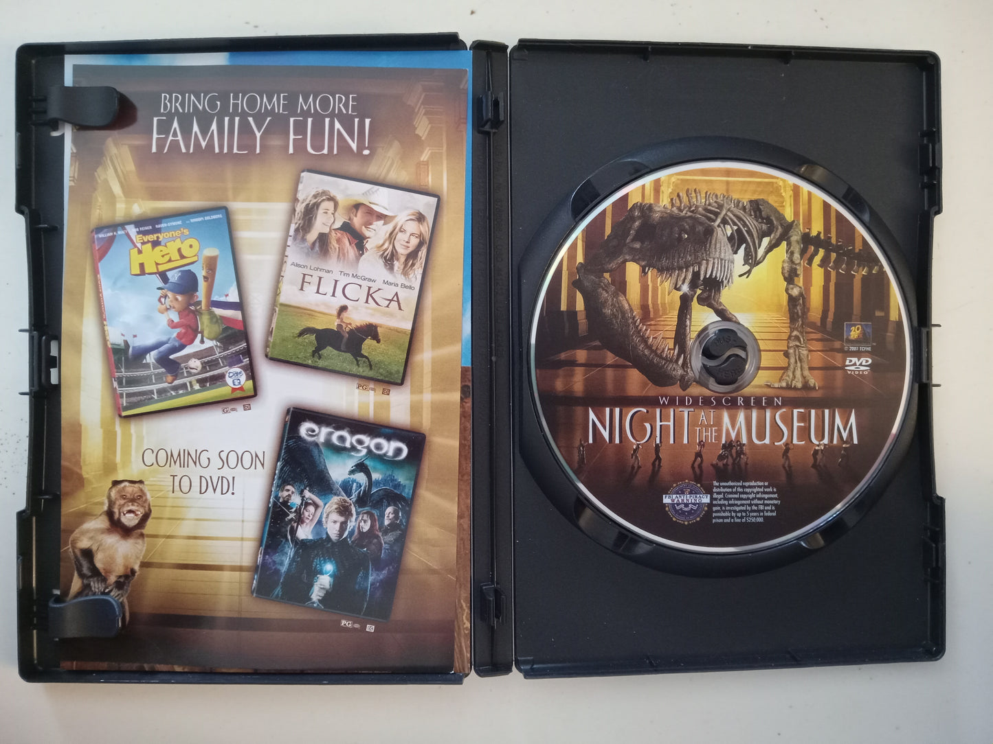 Night At The Museum, DVD Movie, Ben Stiller Fullscreen/Widescreen, Rated PG, USED