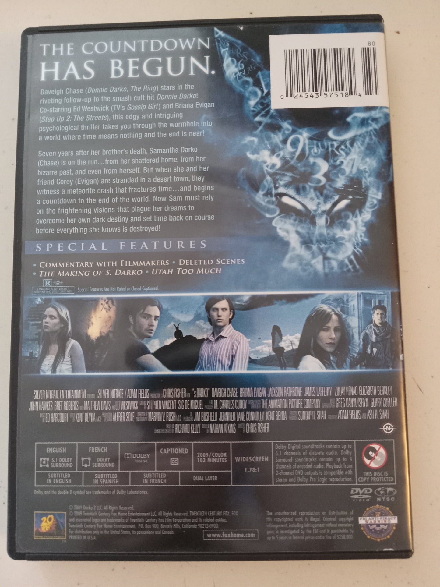 S. Darko A Donnie Darko Tale, DVD Movie, Daveigh Chase Widescreen, Rated R, USED