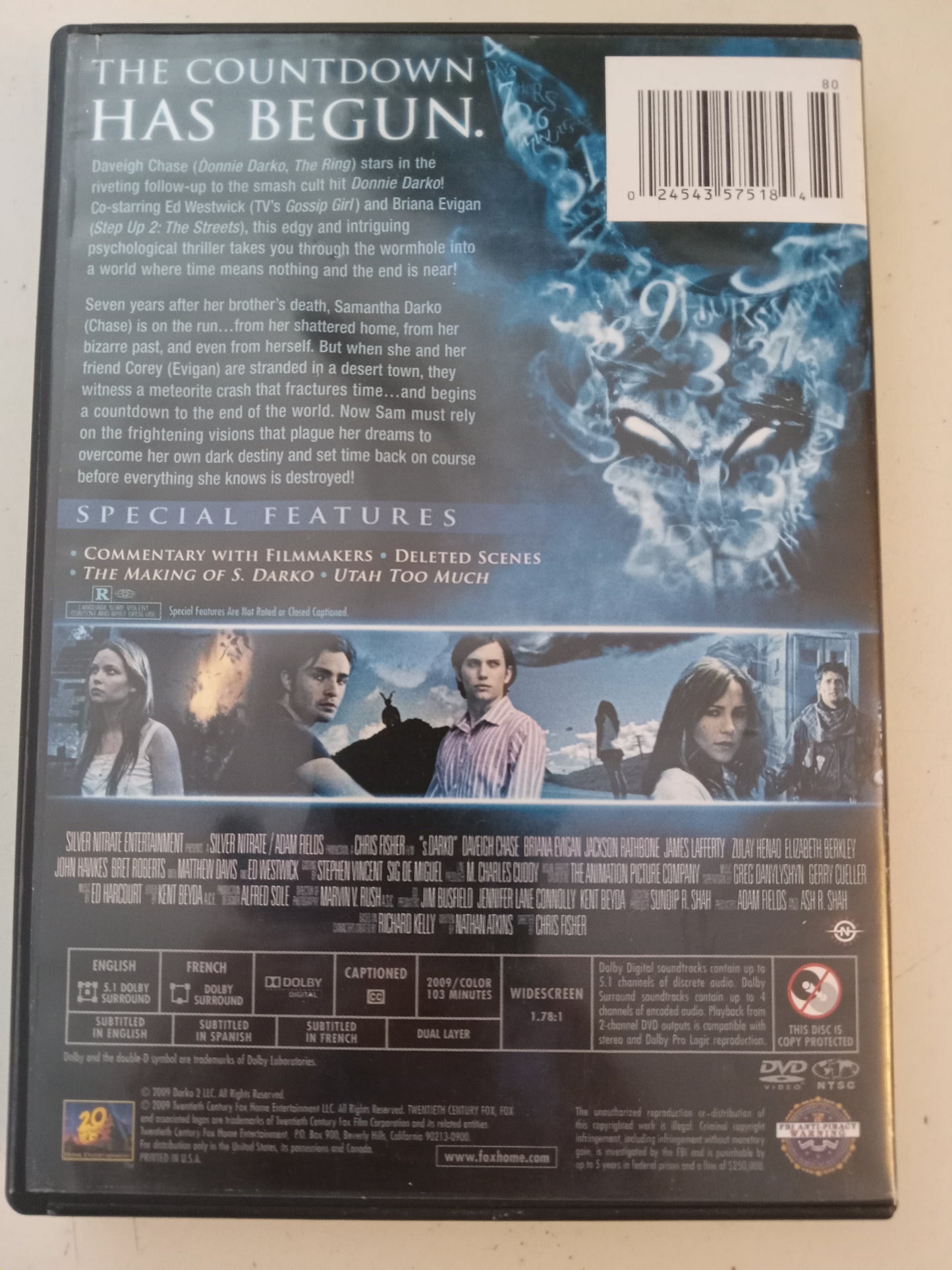 S. Darko A Donnie Darko Tale, DVD Movie, Daveigh Chase Widescreen, Rated R, USED