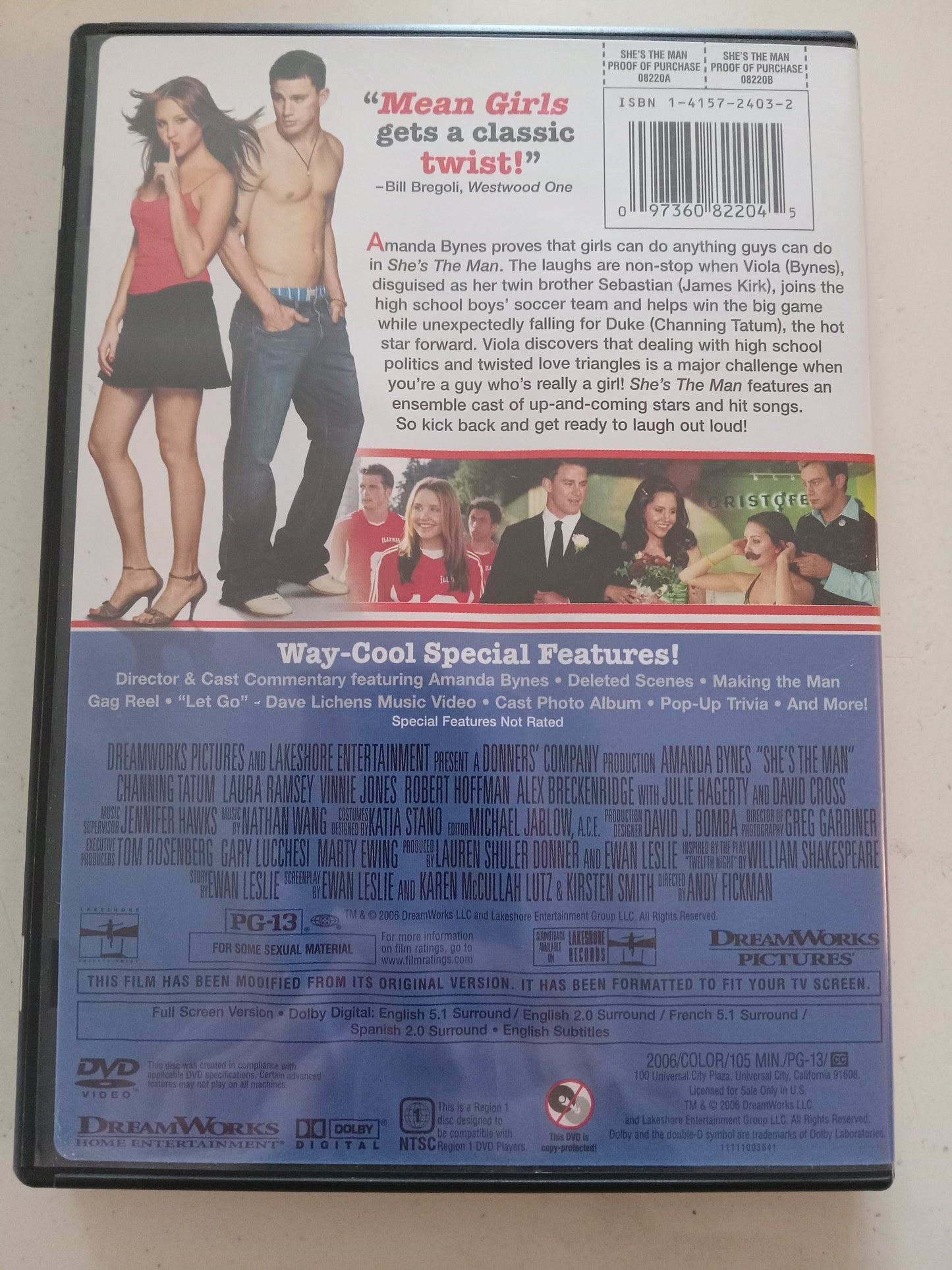 She's The Man, DVD Movie, Amanda Bynes Fullscreen, Rated PG-13, USED