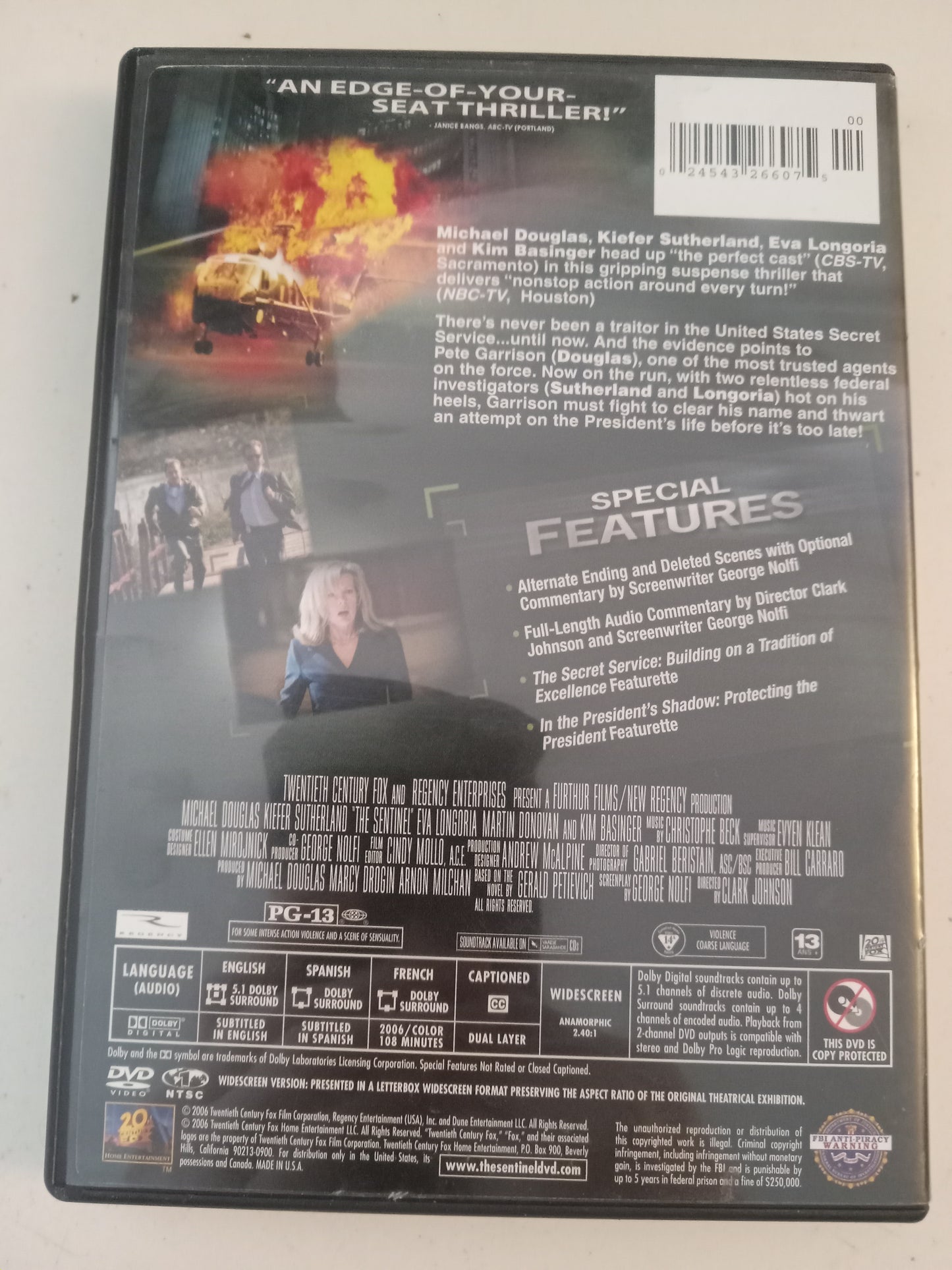 The Sentinel, DVD Movie, Michael Douglas Widescreen, Rated PG-13, USED