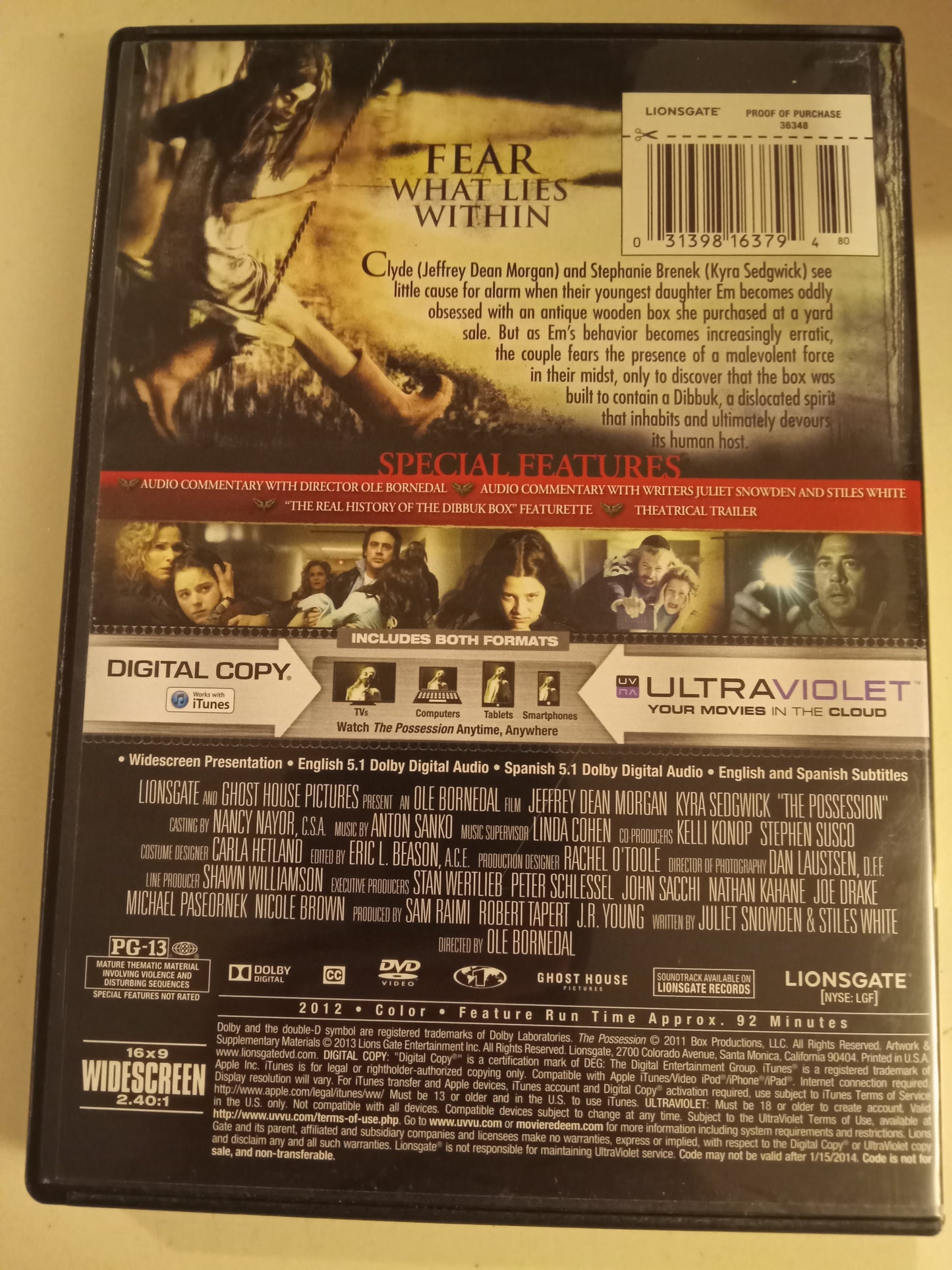 The Possession, DVD Movie, Kyra Sedgwick Widescreen, Rated PG-13, USED