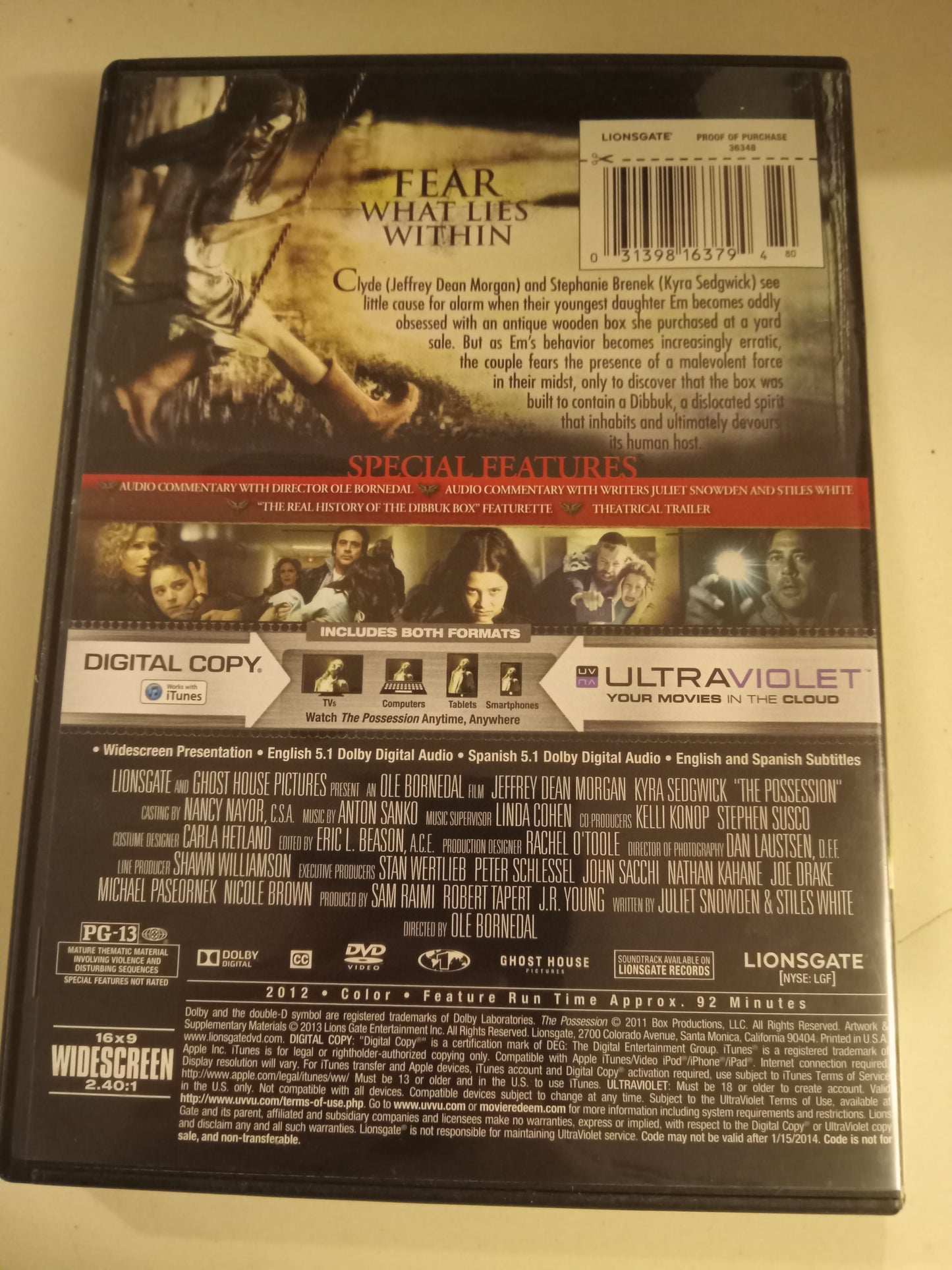 The Possession, DVD Movie, Kyra Sedgwick Widescreen, Rated PG-13, USED