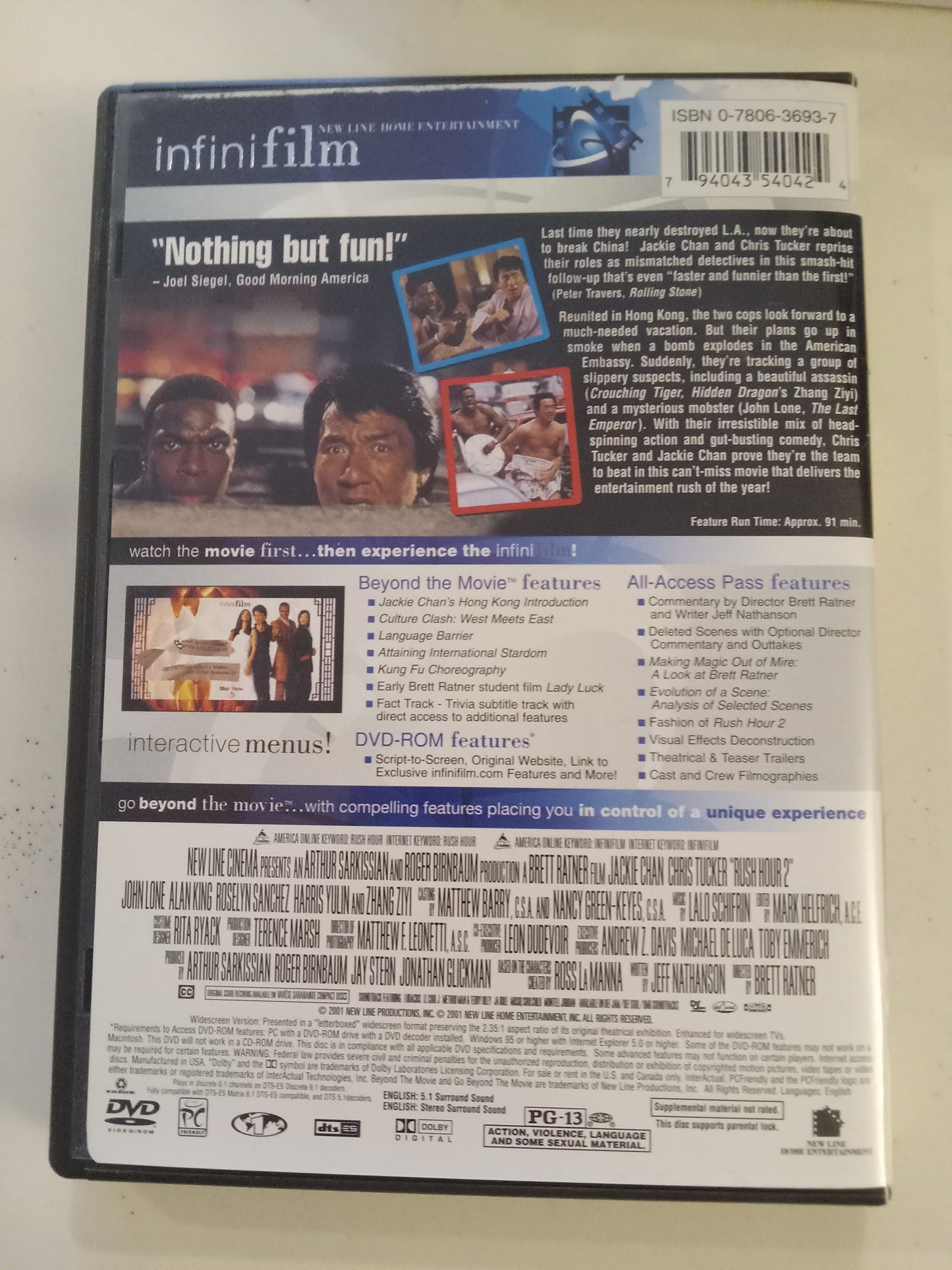 Rush Hour 2, DVD Movie, Jackie Chan Widescreen, Rated PG-13, USED