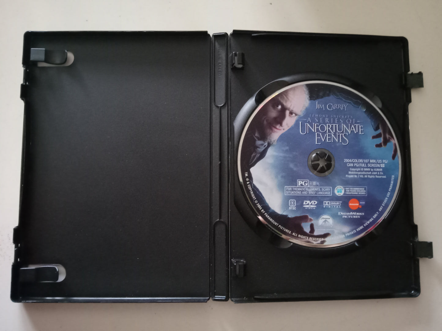 Lemony Snicket's A Series Of Unfortunate Events, DVD Movie, Jim Carrey Fullscreen, Rated PG, USED