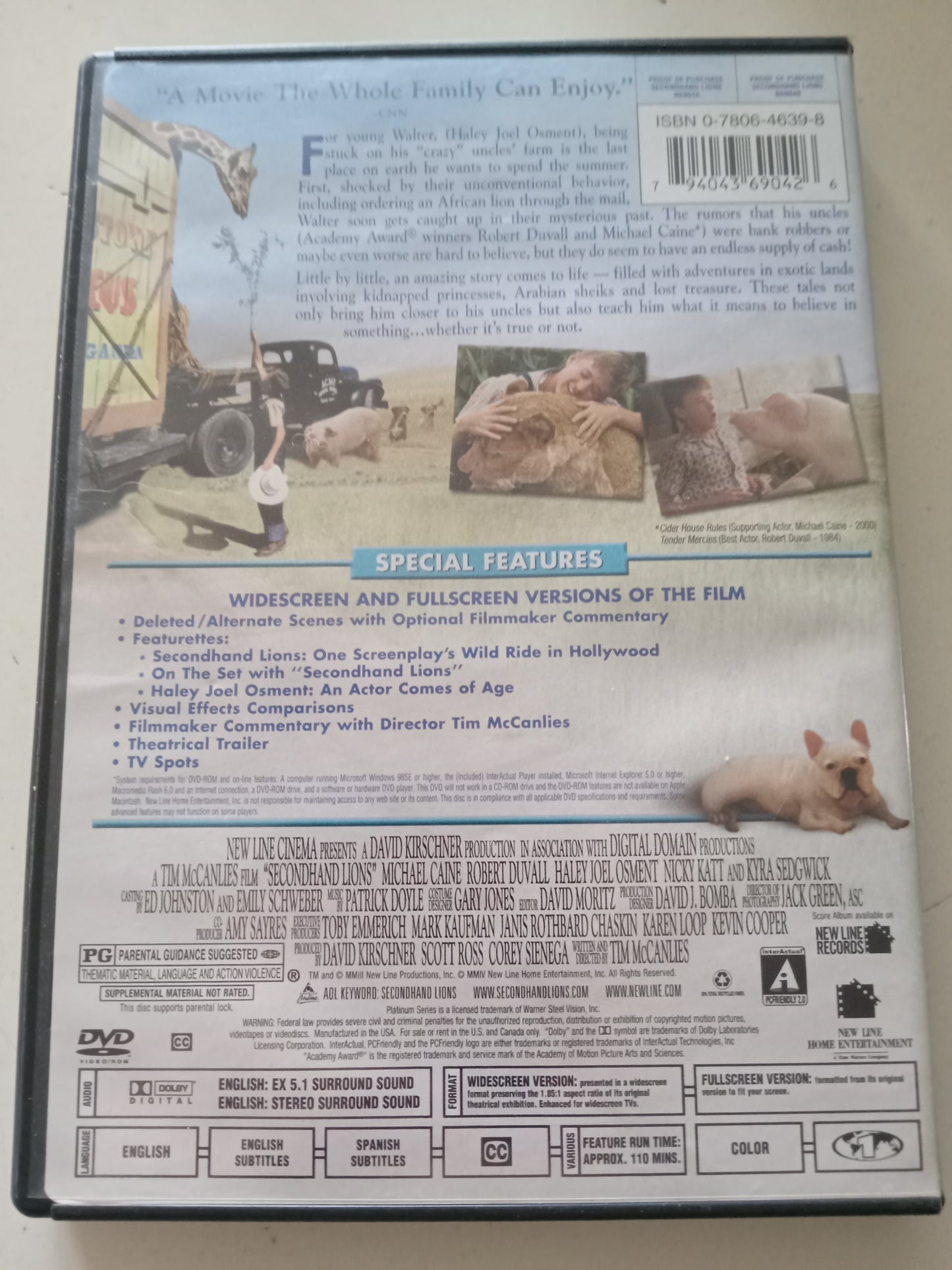 SecondHand Lions, DVD Movie, Robert Duvall Fullscreen, Rated PG, USED