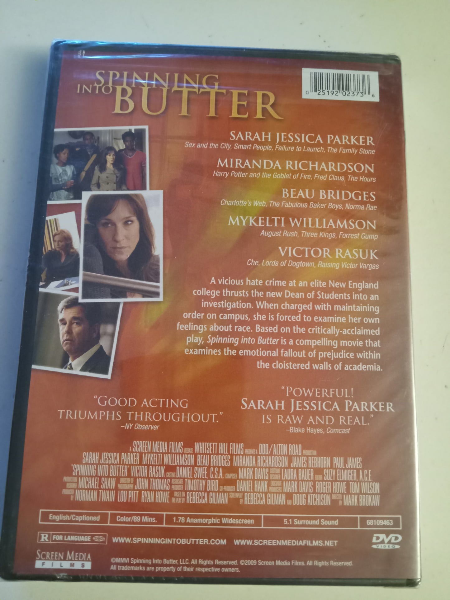 Spinning Into Butter, DVD Movie, Sarah Jessica Parker Widescreen, Rated R, NEW