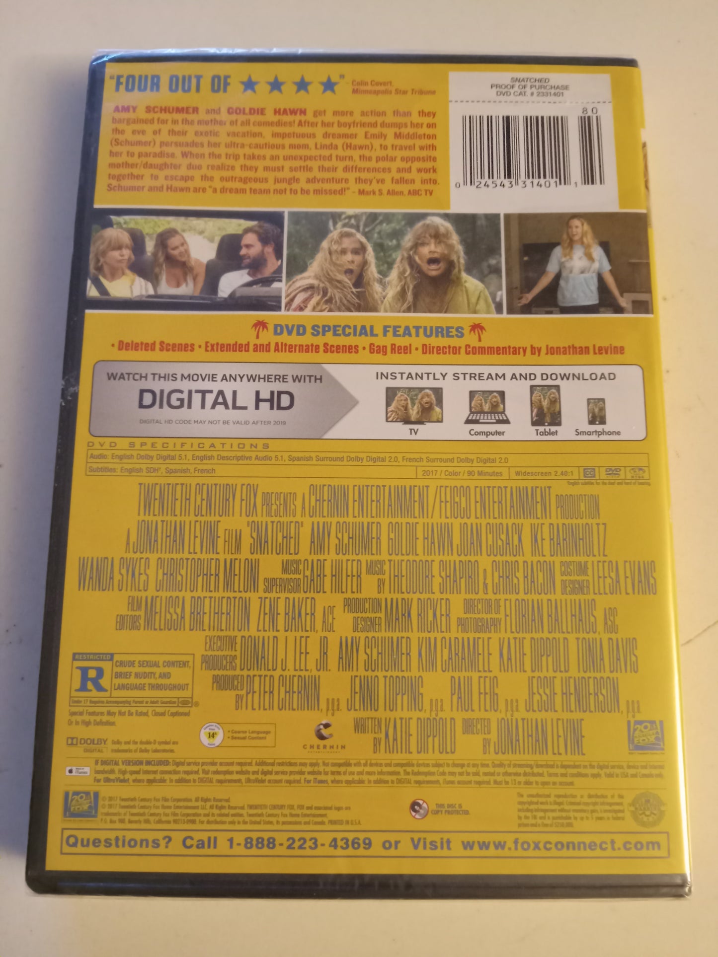 Snatched, DVD Movie, Goldie Hawn Widescreen, Rated R, NEW