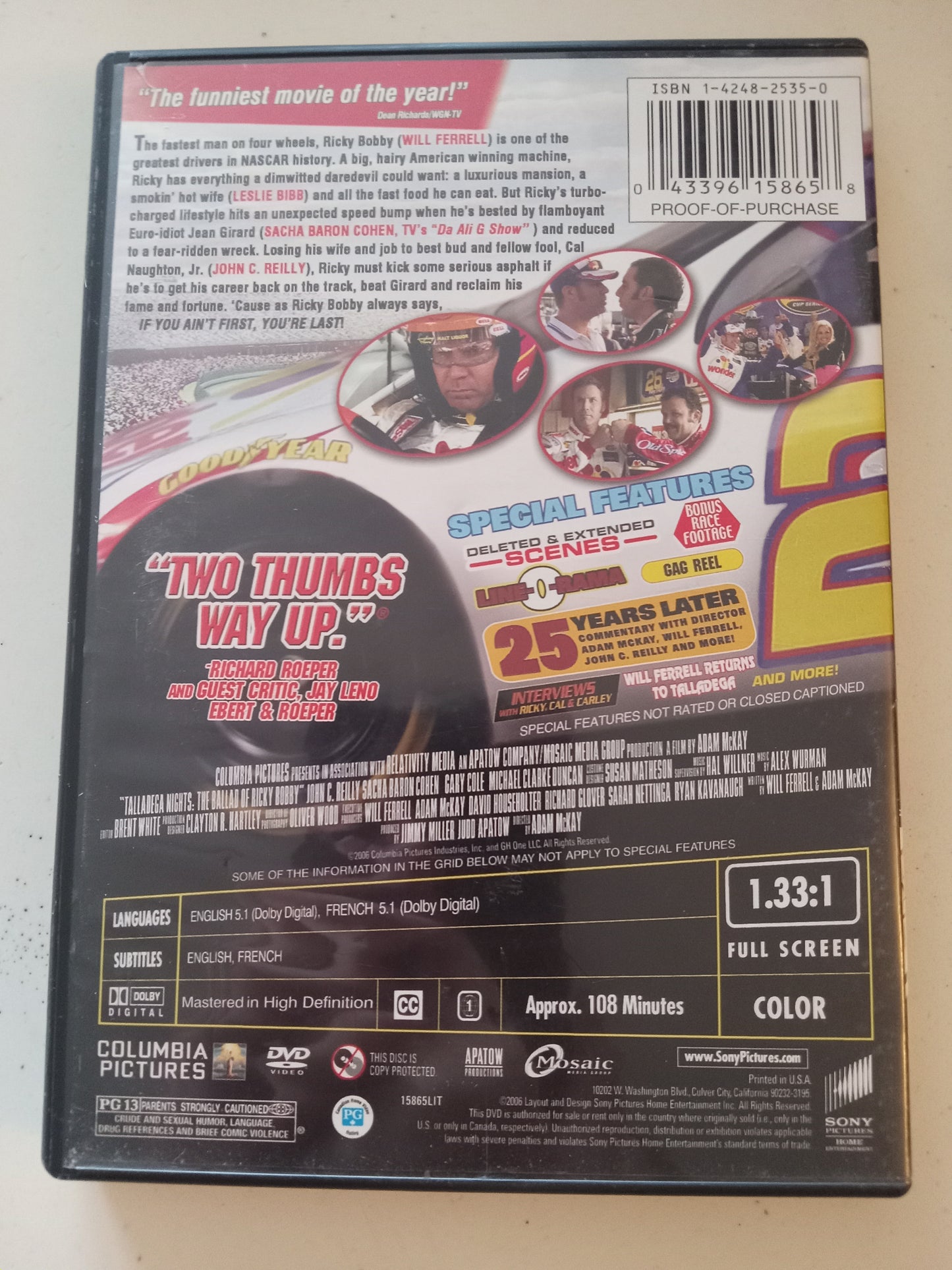 Talladega Nights The Ballad Of Ricky Bobby, DVD Movie, Will Ferrell Fullscreen, Rated PG-13, USED
