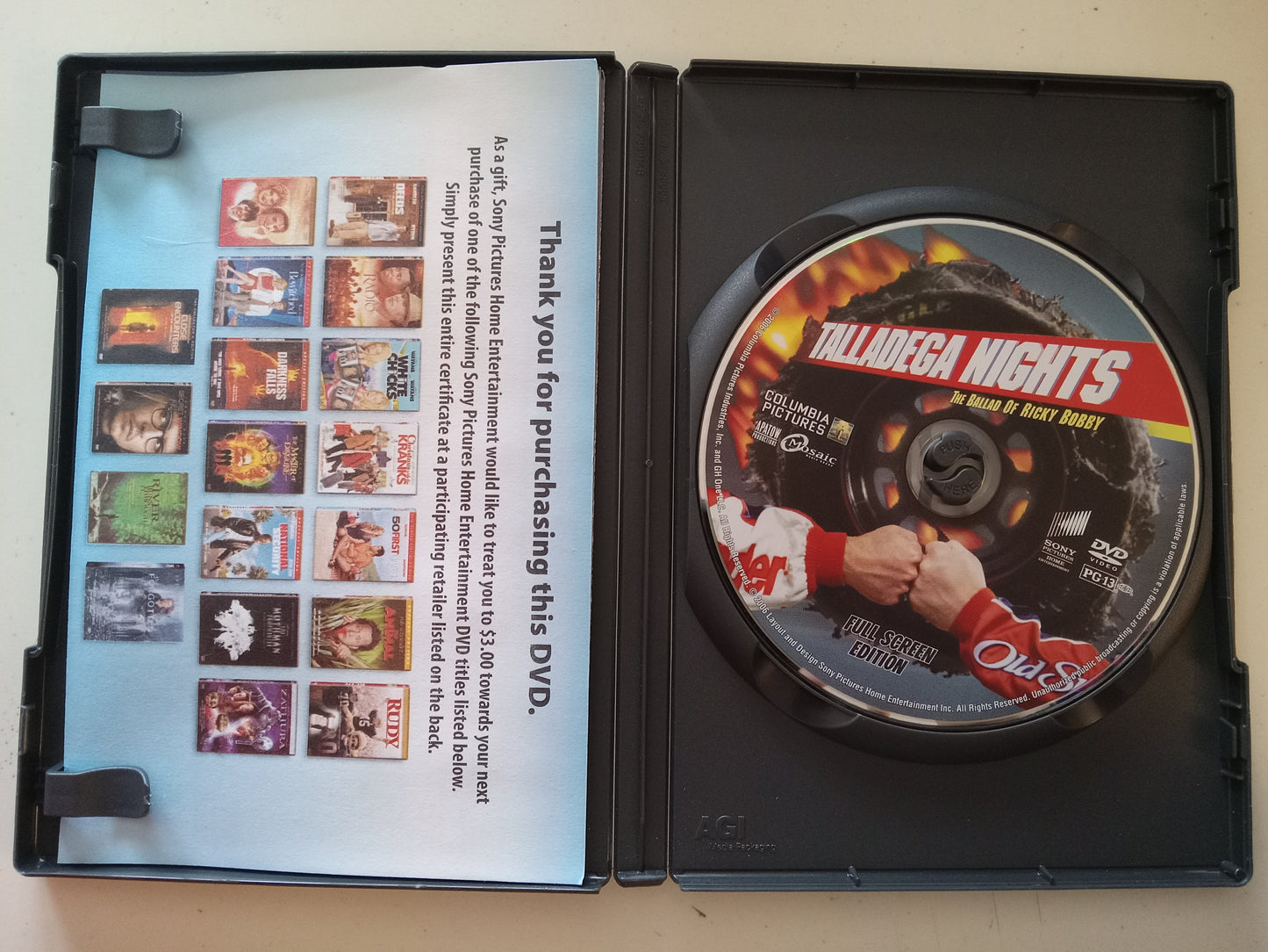 Talladega Nights The Ballad Of Ricky Bobby, DVD Movie, Will Ferrell Fullscreen, Rated PG-13, USED
