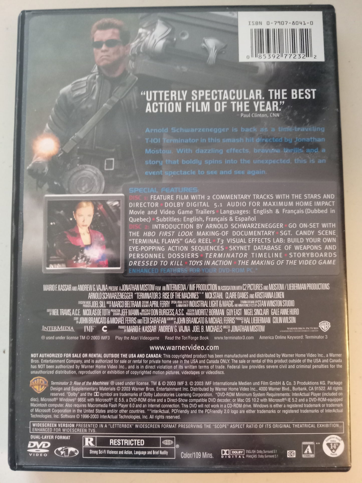 Terminator 3 Rise Of The Machines, DVD Movie, Arnold Schwarzenegger Widescreen, Rated R, USED