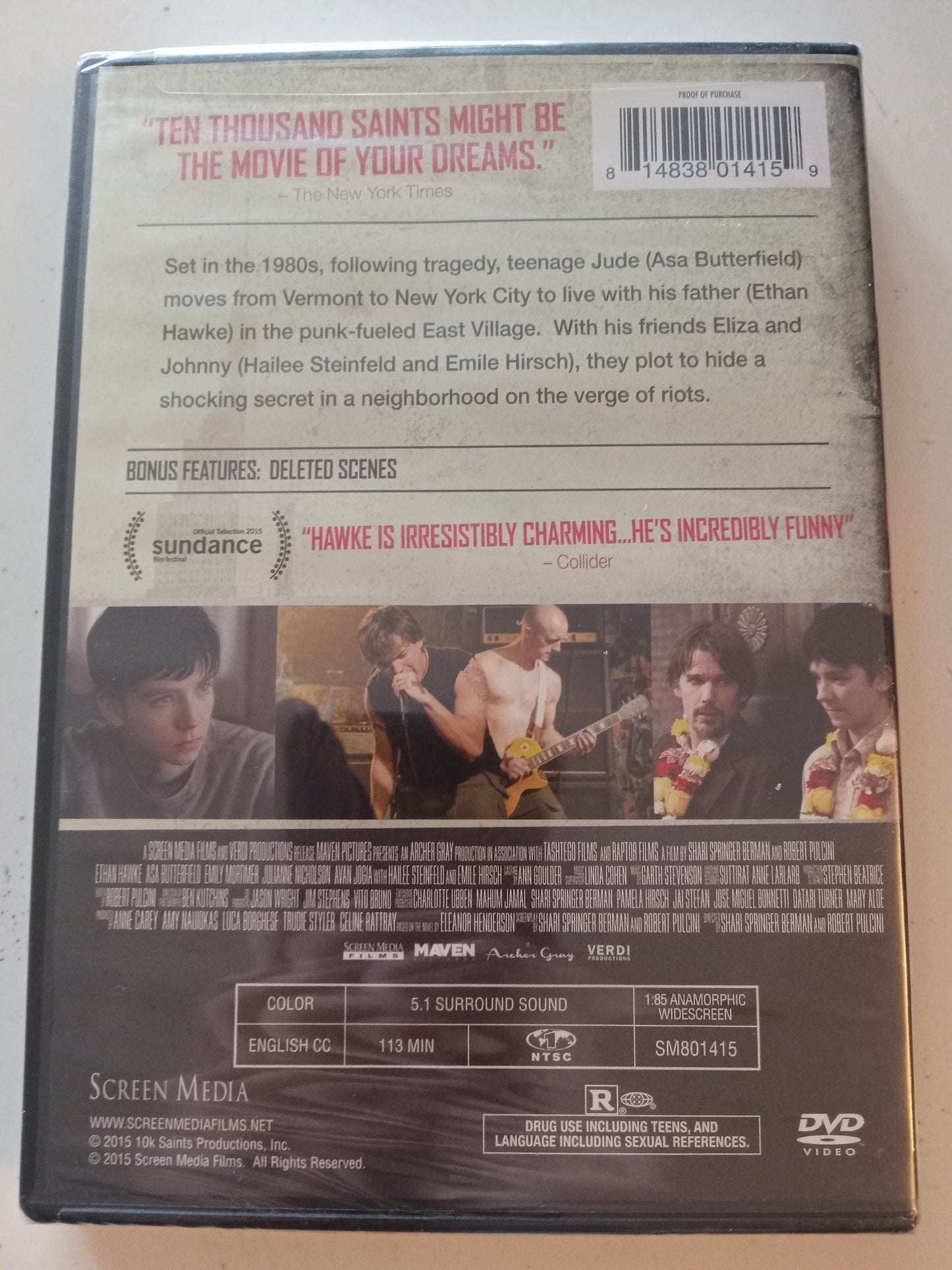 Ten Thousand Saints, DVD Movie, Ethan Hawke Widescreen, Rated R, NEW