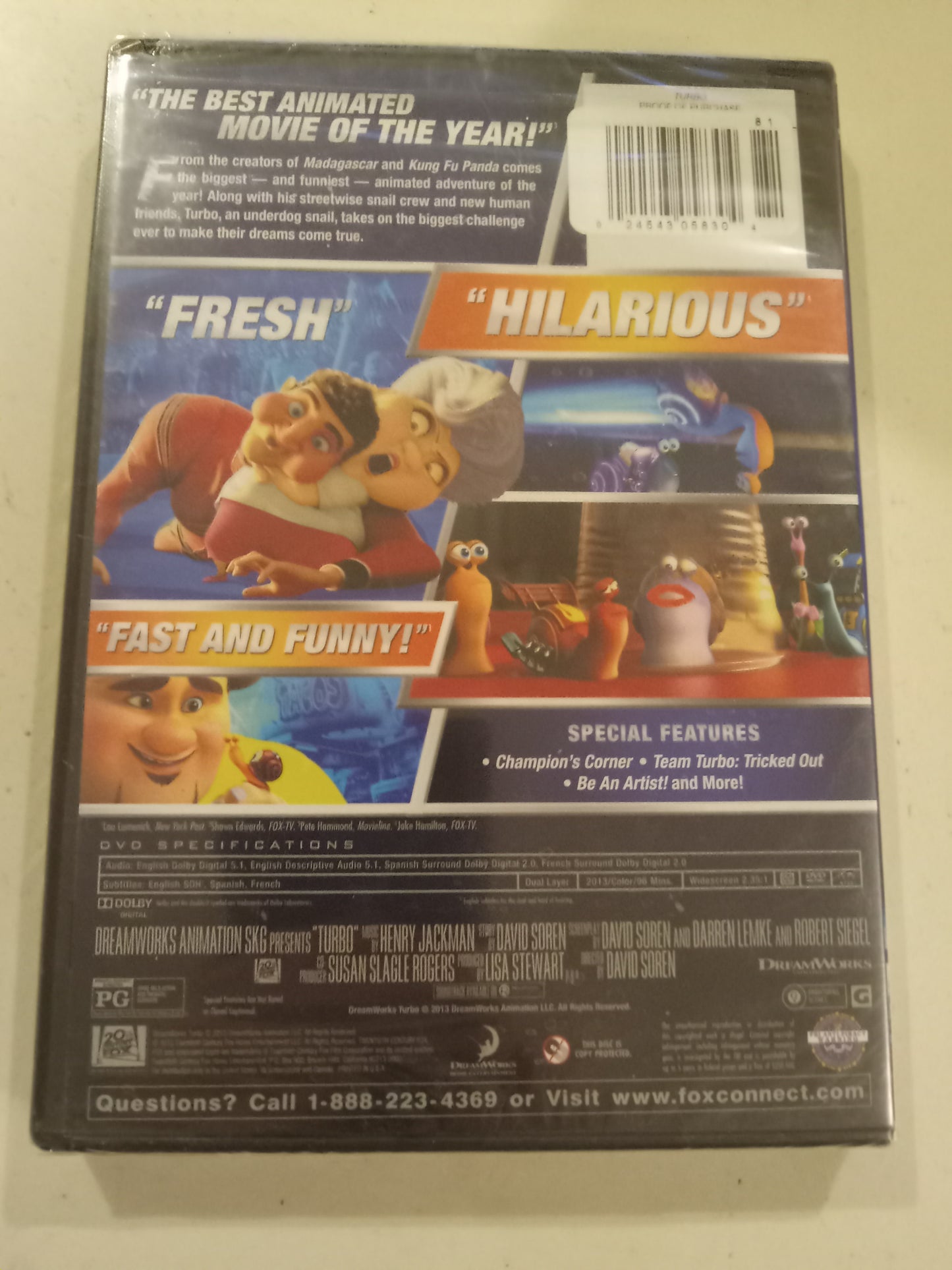 Turbo, Dreamworks Animation DVD Movie, Widescreen, Rated PG, NEW/USED