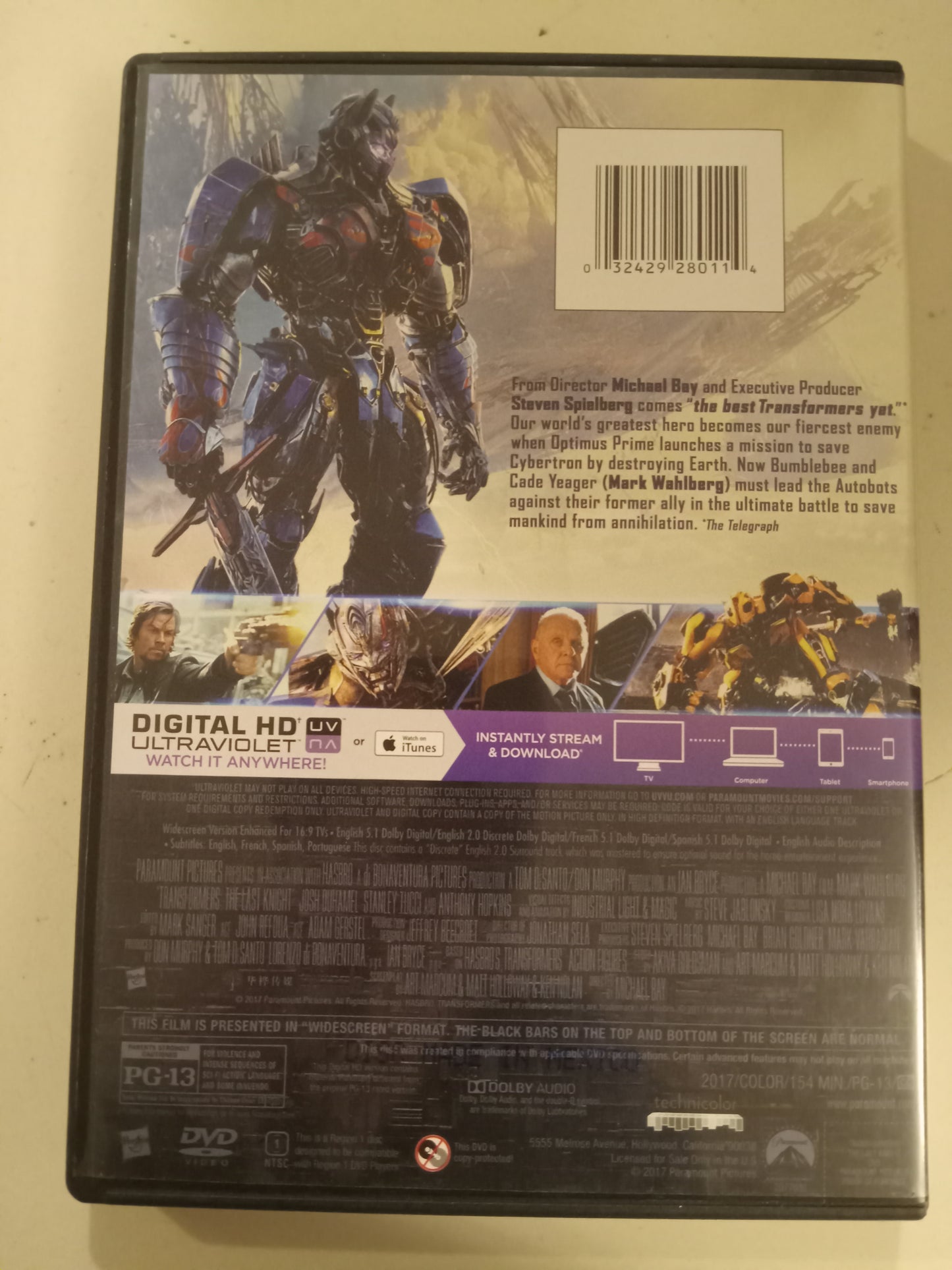Transformers The Last Knight, DVD Movie, Mark Wahlberg Widescreen, Rated PG-13, USED
