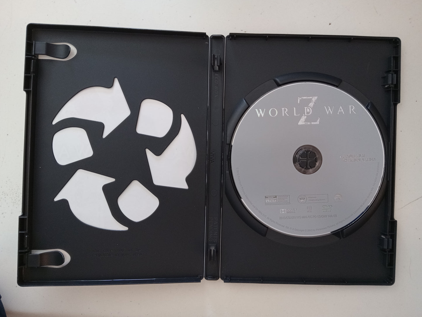 World War Z, DVD Movie, Brad Pitt Widescreen, Rated PG-13, USED