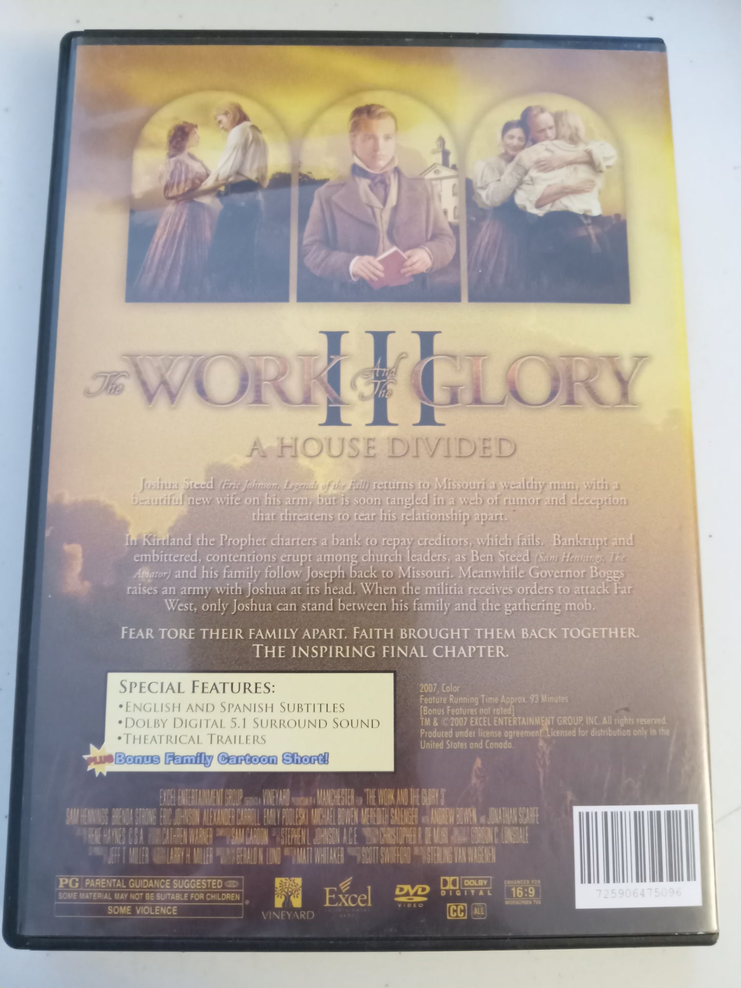 The Work And The Glory (3) A House Divided, DVD Movie, Jonathan Scarfe Widescreen, LDS Church History, Mormons Rated PG, USED